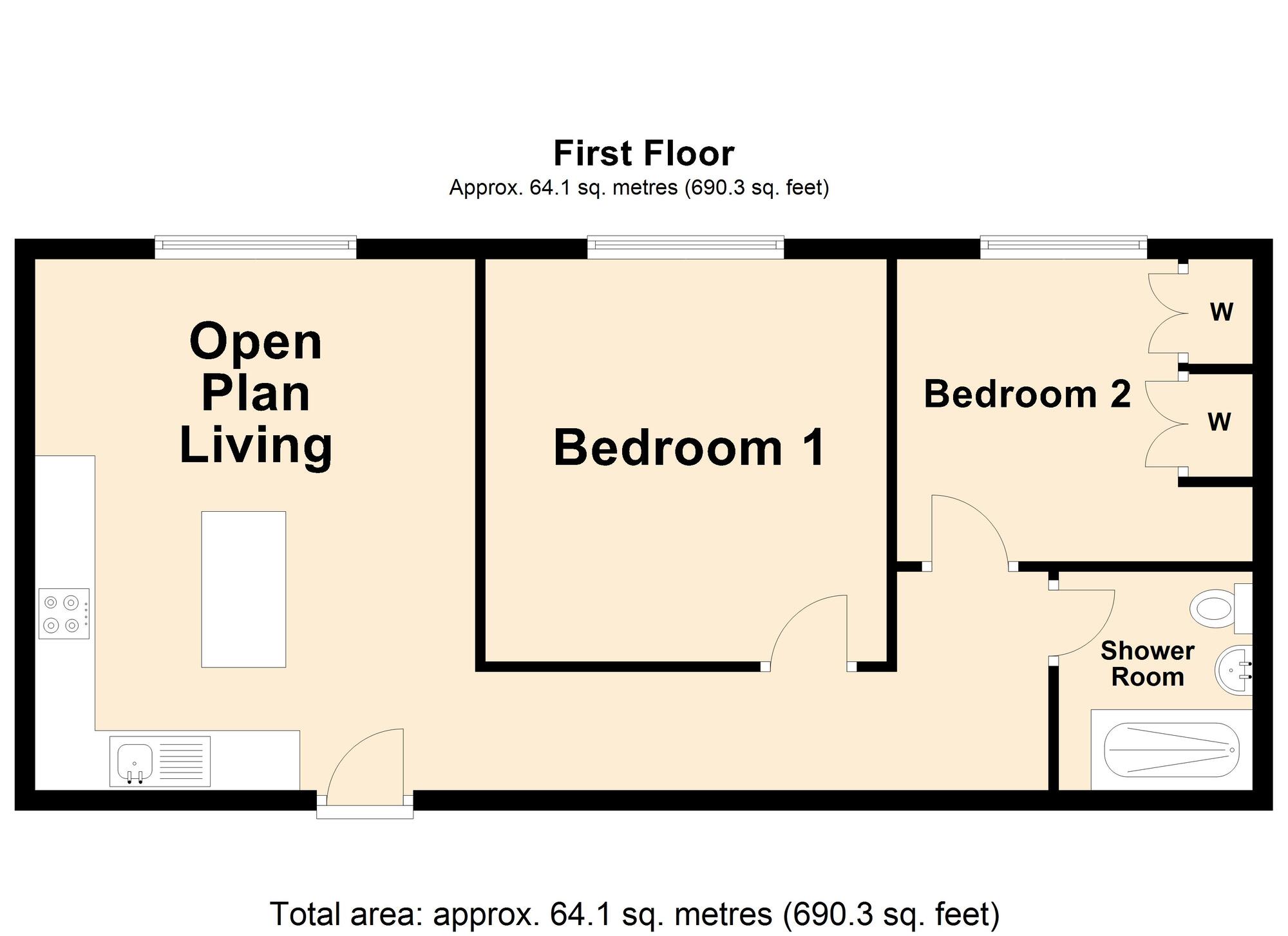 Floorplan of 2 bedroom  Flat for sale, Spindle Close, Hawkinge, Kent, CT18