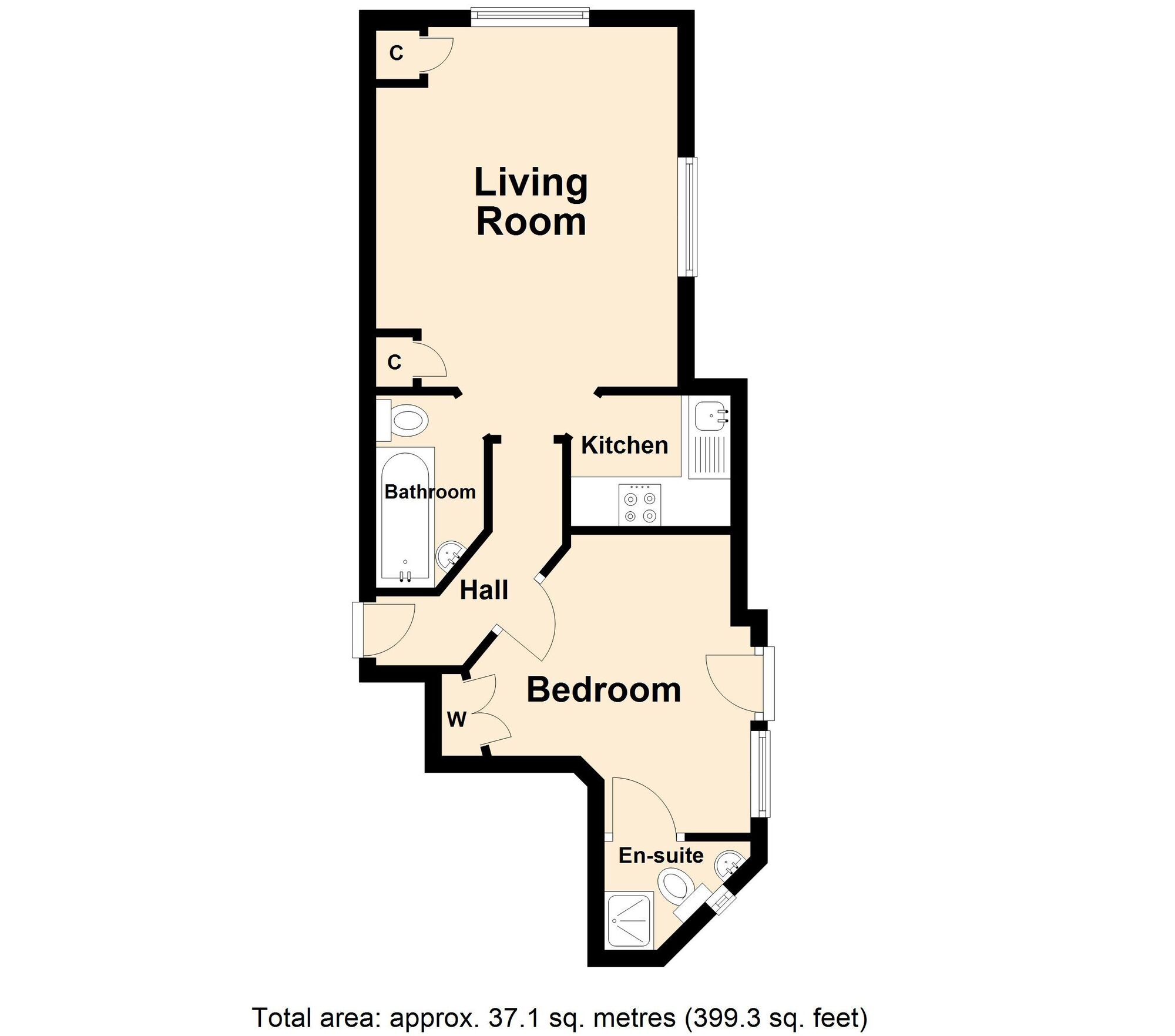 Floorplan of 1 bedroom Flat for sale, The Grand, The Leas, Folkestone, CT20