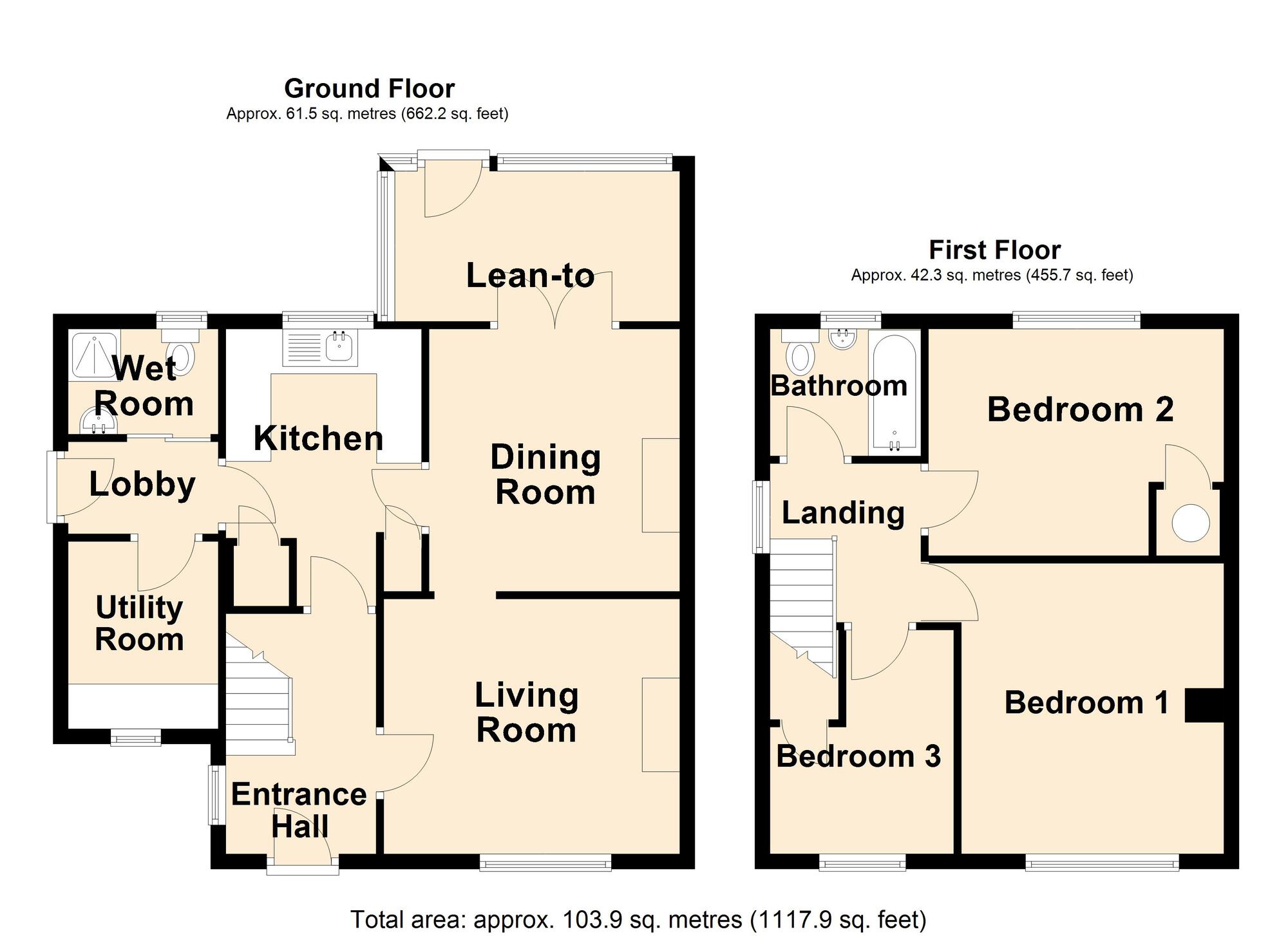 Floorplan of 3 bedroom Semi Detached House for sale, Biggins Wood Road, Folkestone, Kent, CT19