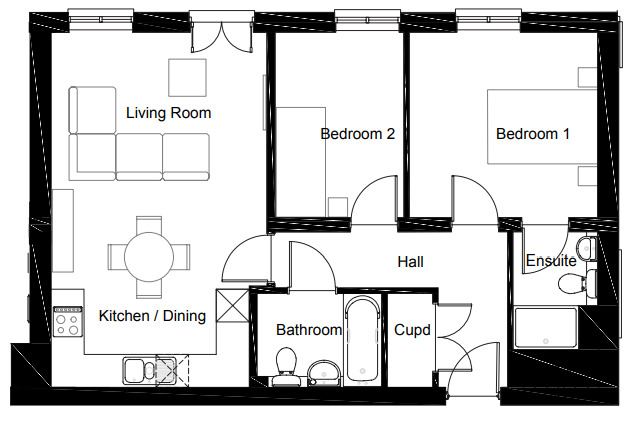 Floorplan of 2 bedroom  Flat for sale, Arras Close, Folkestone, Kent, CT19