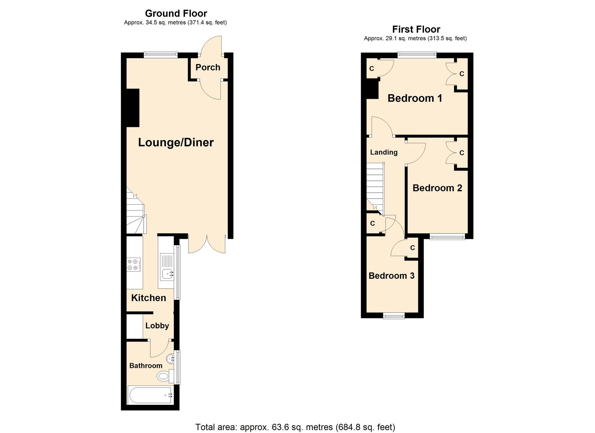 Floorplan of 3 bedroom Mid Terrace House for sale, Wyndham Road, Dover, Kent, CT17