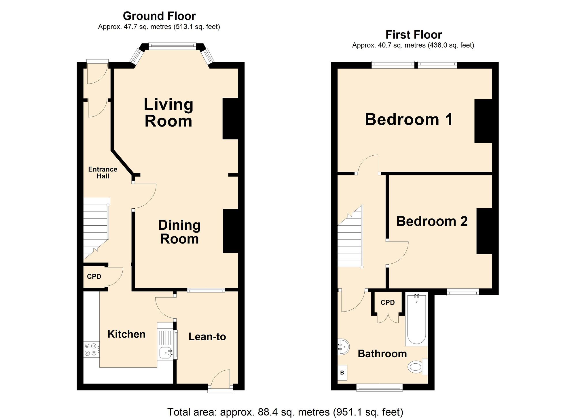 Floorplan of 2 bedroom Mid Terrace House for sale, Shaftesbury Avenue, Folkestone, Kent, CT19