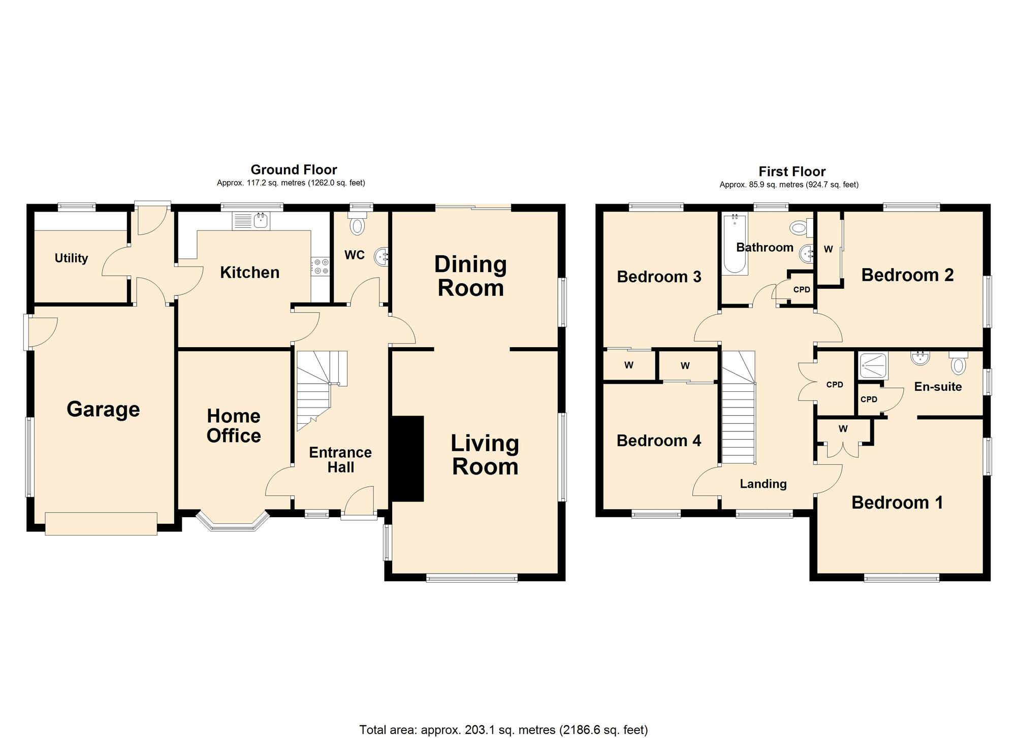 Floorplan of 4 bedroom Detached House for sale, Longage Hill, Rhodes Minnis, Kent, CT4
