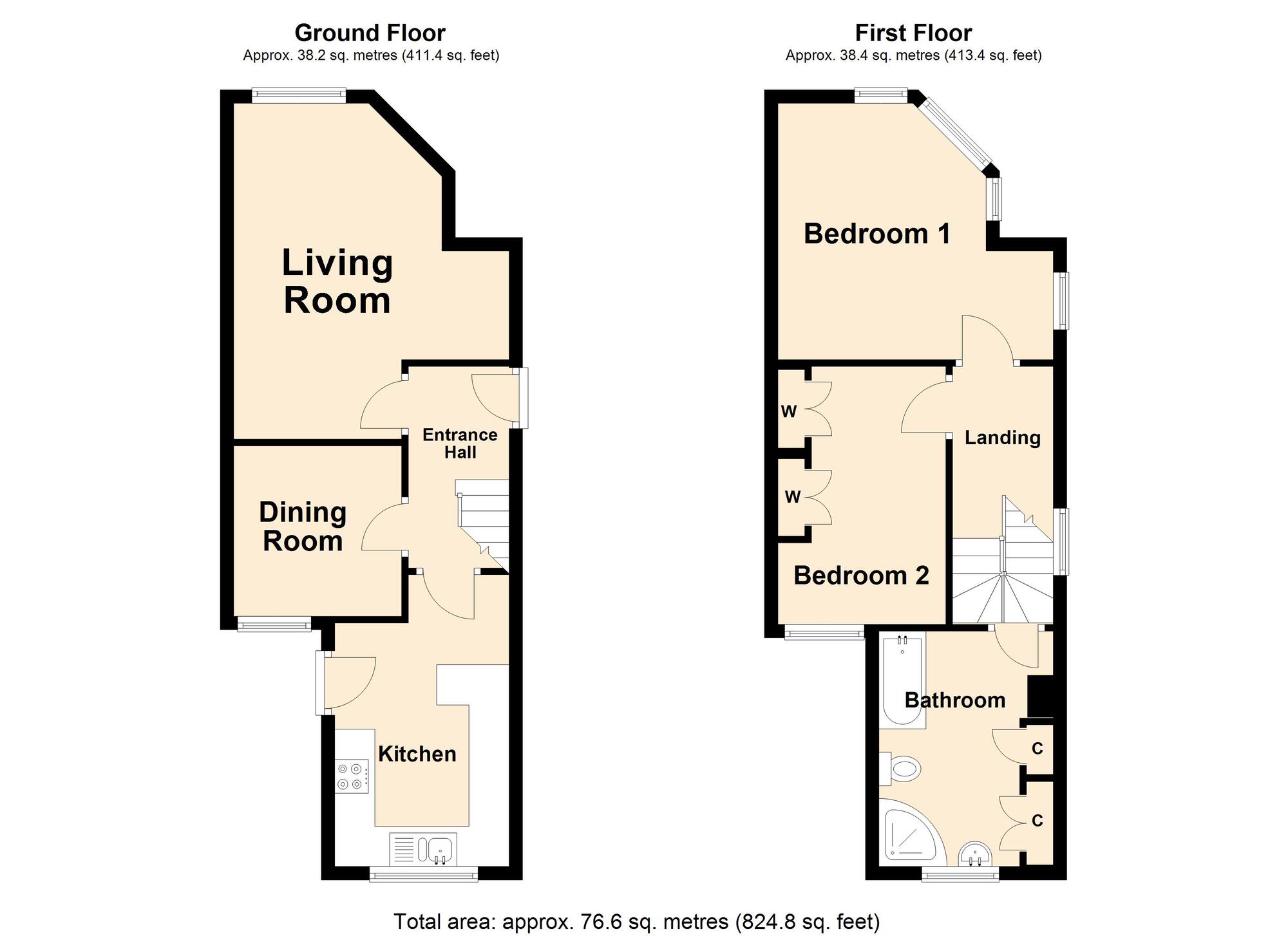 Floorplan of 2 bedroom Mid Terrace House for sale, Station Road, Folkestone, Kent, CT19