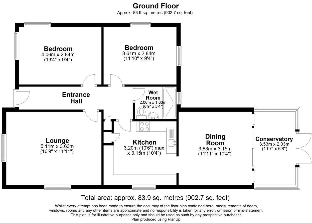 Floorplan of 2 bedroom Detached Bungalow for sale, Downs Road, Folkestone, Kent, CT19