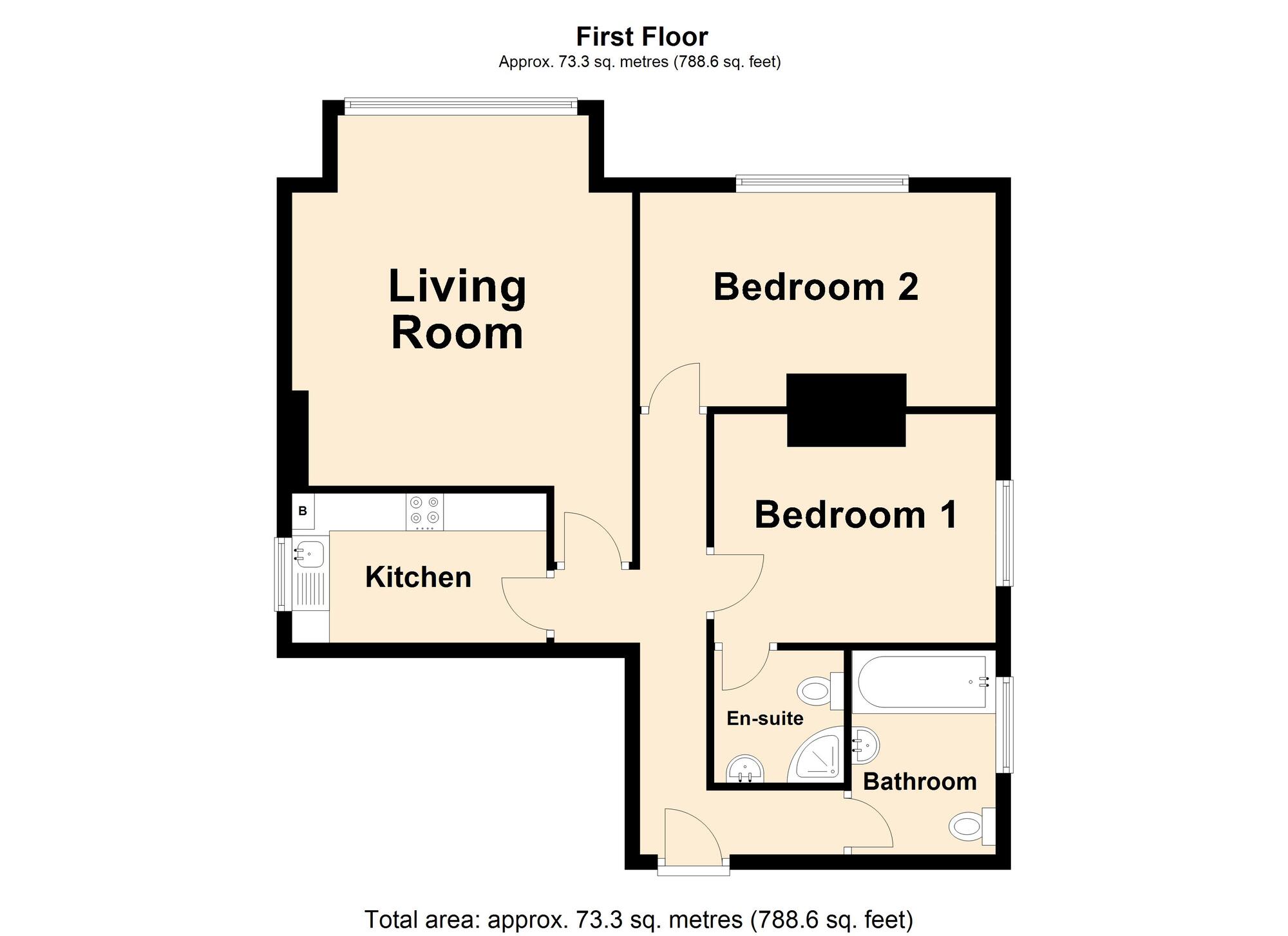 Floorplan of 2 bedroom  Flat for sale, Earls Avenue, Folkestone, Kent, CT20
