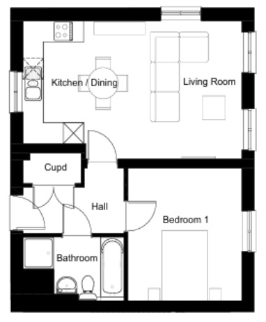 Floorplan of 1 bedroom  Flat for sale, Arras Close, Folkestone, Kent, CT19