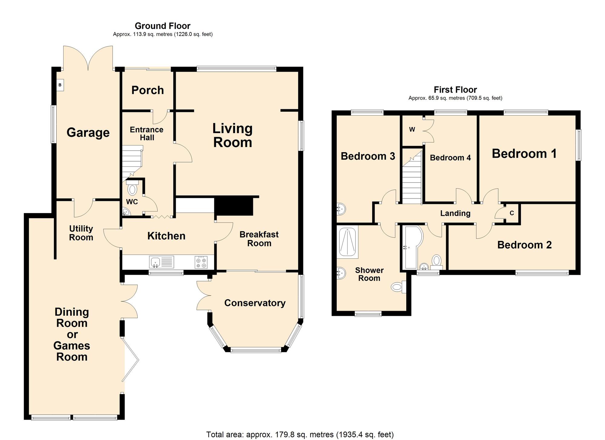 Floorplan of 4 bedroom Detached House for sale, Wear Bay Road, Kent, CT19