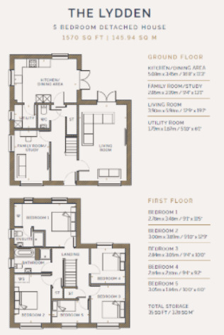 Floorplan of 5 bedroom Detached House for sale, Boulmer Crescent, Hawkinge, Kent, CT18