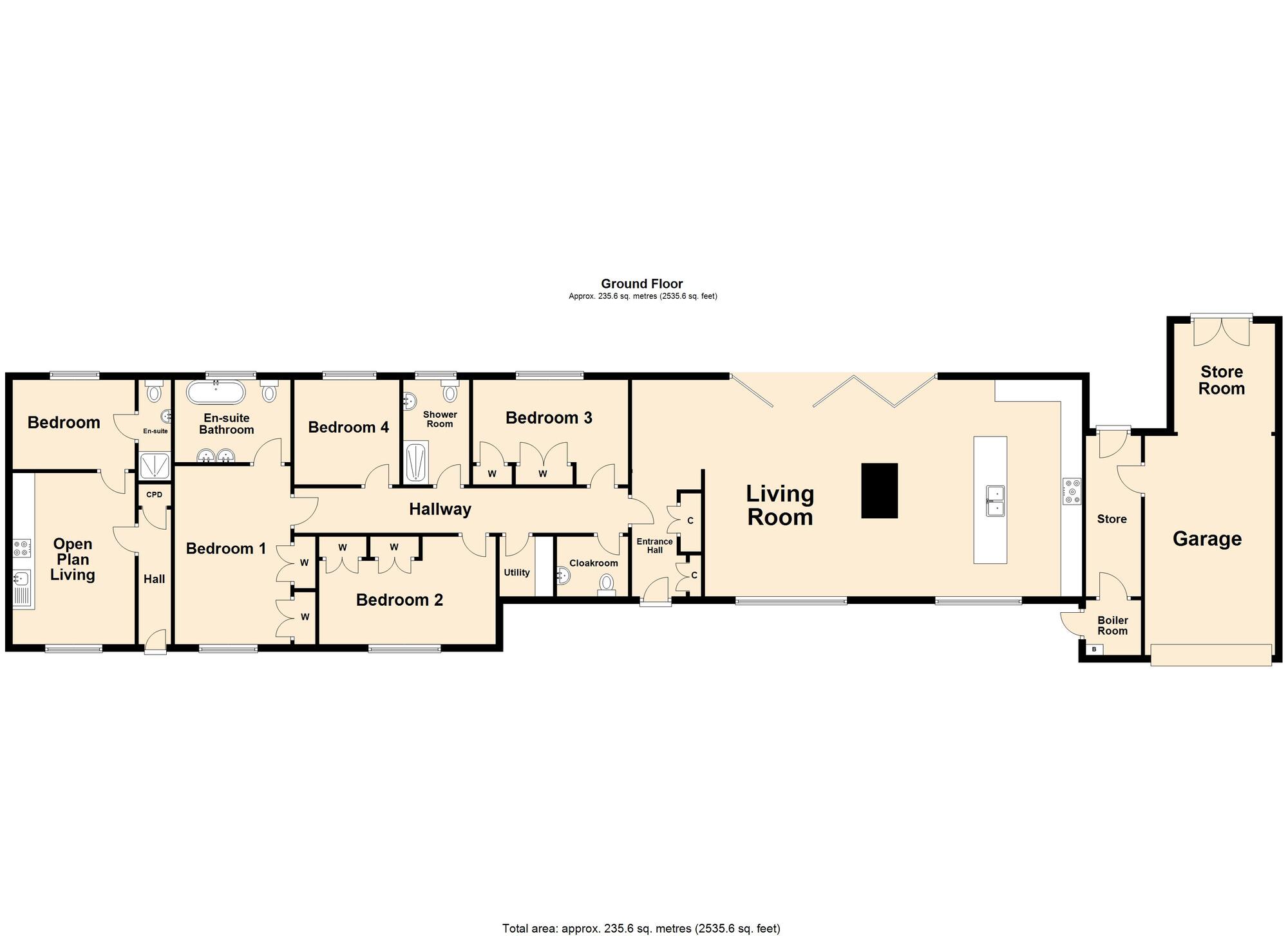Floorplan of 5 bedroom Detached Bungalow for sale, Canterbury Road, Hawkinge, Kent, CT18