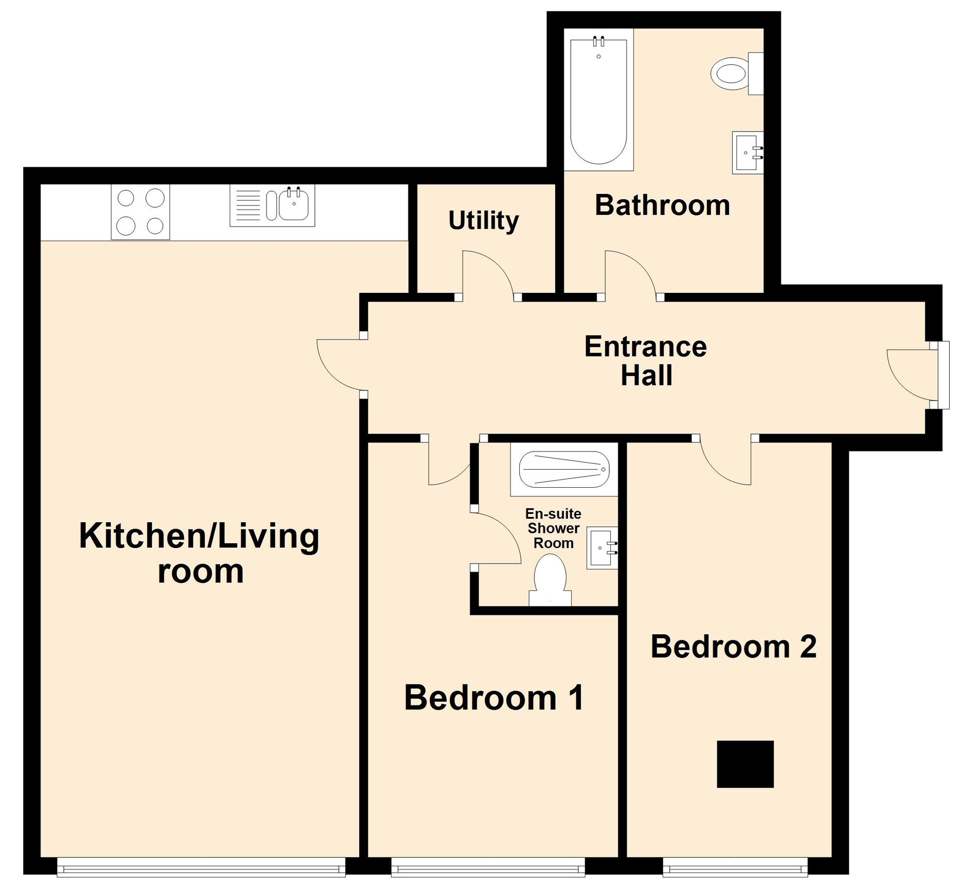 Floorplan of 2 bedroom  Flat for sale, Sandgate Road, Folkestone, Kent, CT20