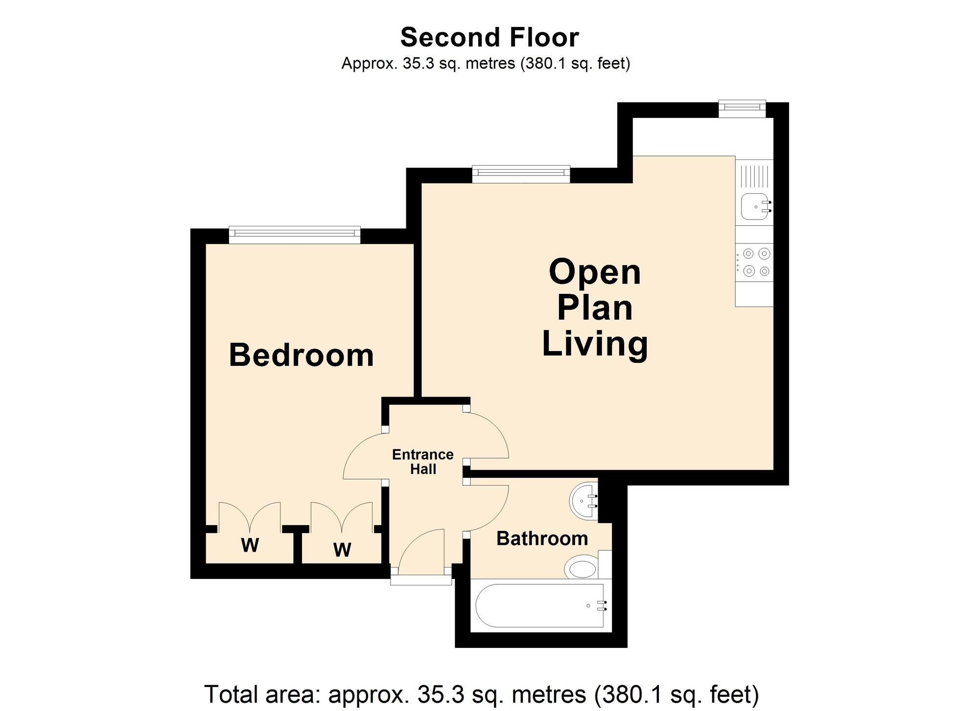 Floorplan of 1 bedroom  Flat for sale, Harvey Street, Folkestone, Kent, CT20