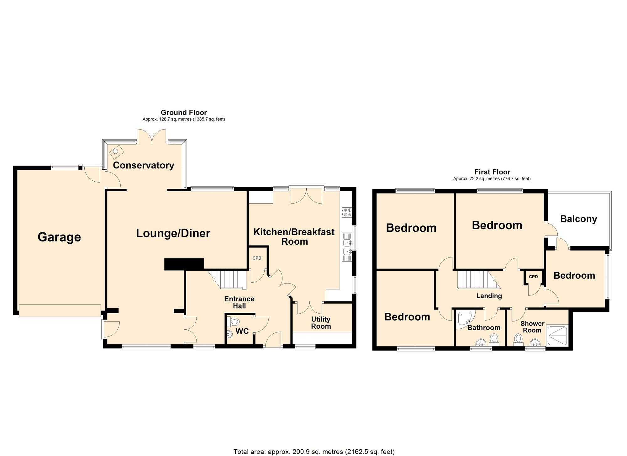 Floorplan of 4 bedroom Detached House for sale, Cornwallis Avenue, Folkestone, Kent, CT19