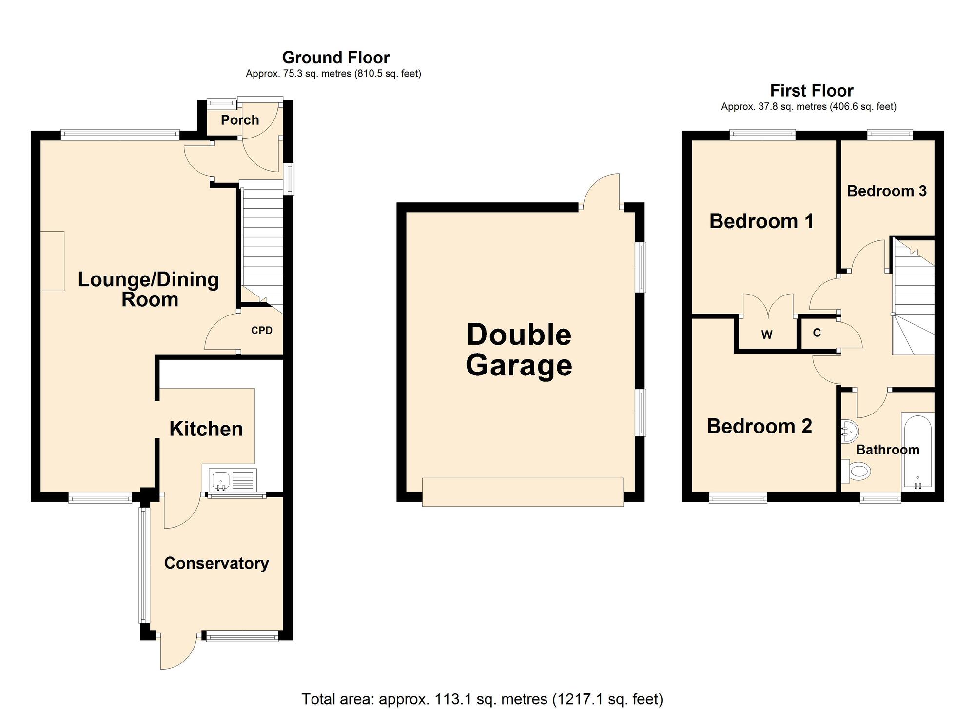 Floorplan of 3 bedroom End Terrace House for sale, Cheriton High Street, Folkestone, Kent, CT19