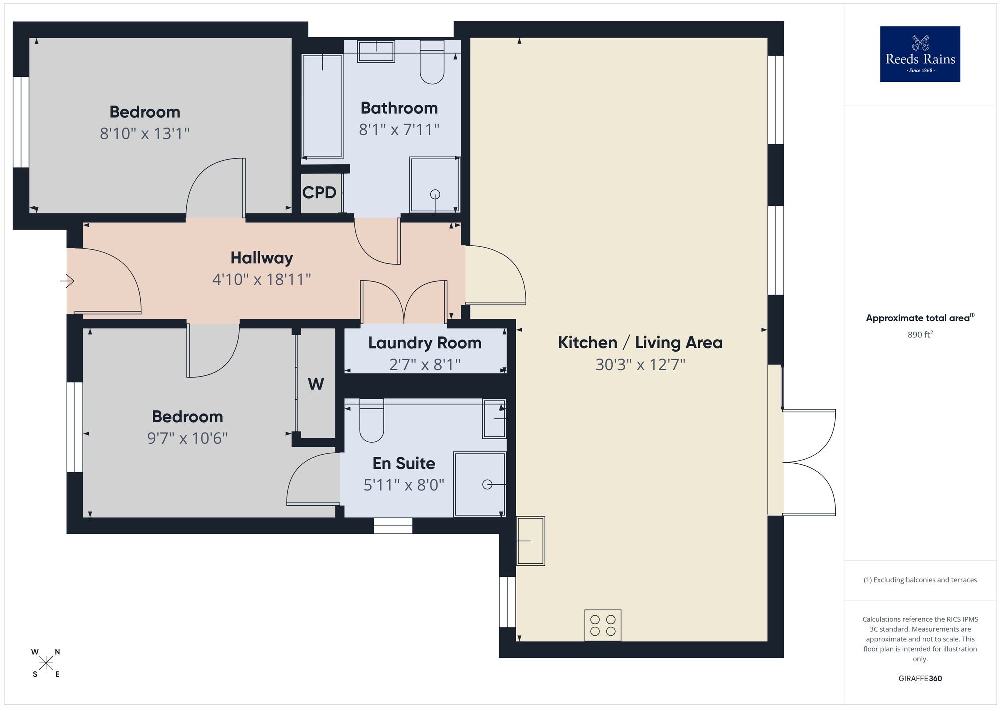 Floorplan of 2 bedroom Semi Detached Bungalow for sale, Hurricane Way, Hawkinge, Kent, CT18