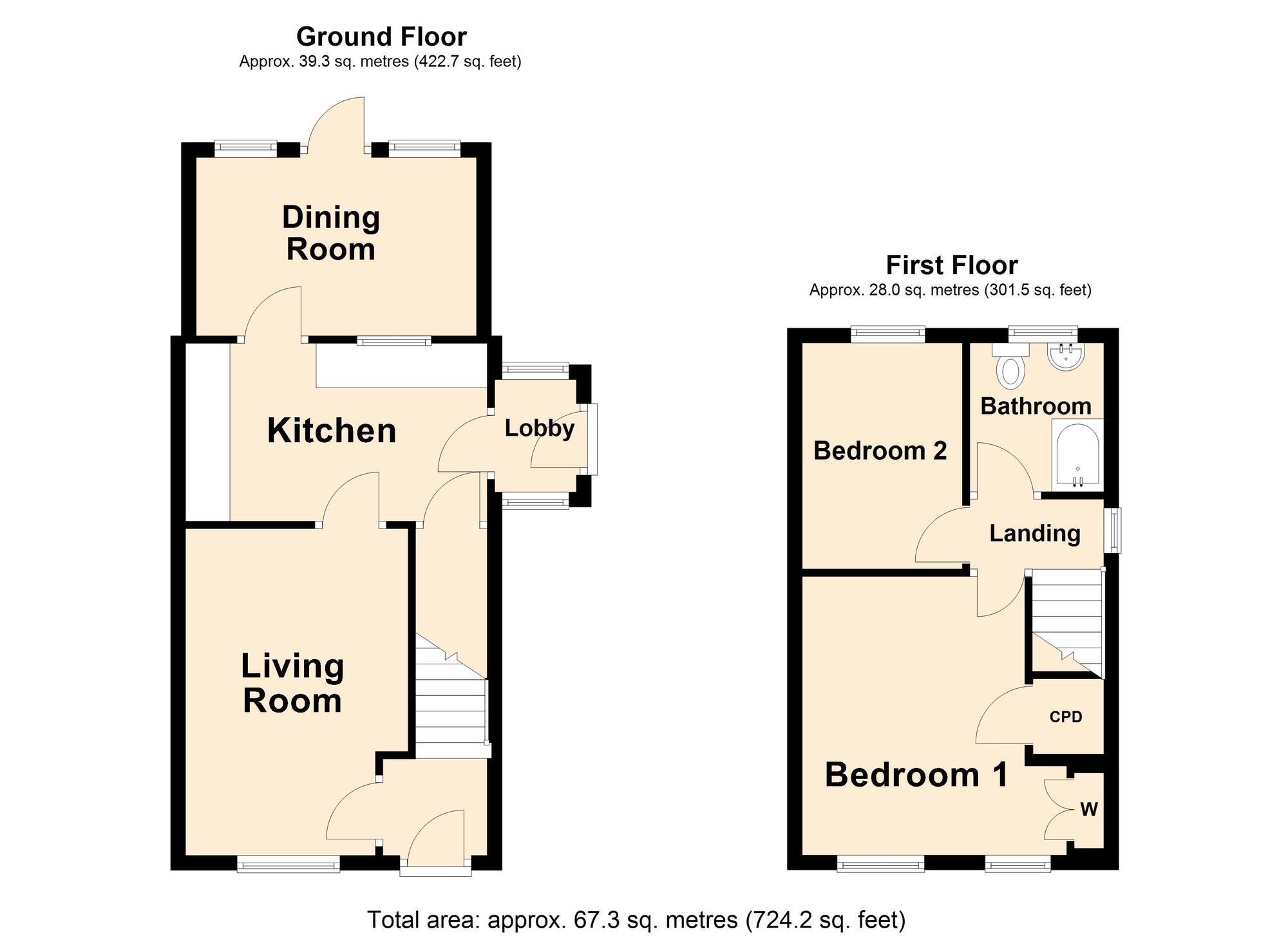 Floorplan of 2 bedroom Semi Detached House for sale, Firs Lane, Folkestone, Kent, CT19
