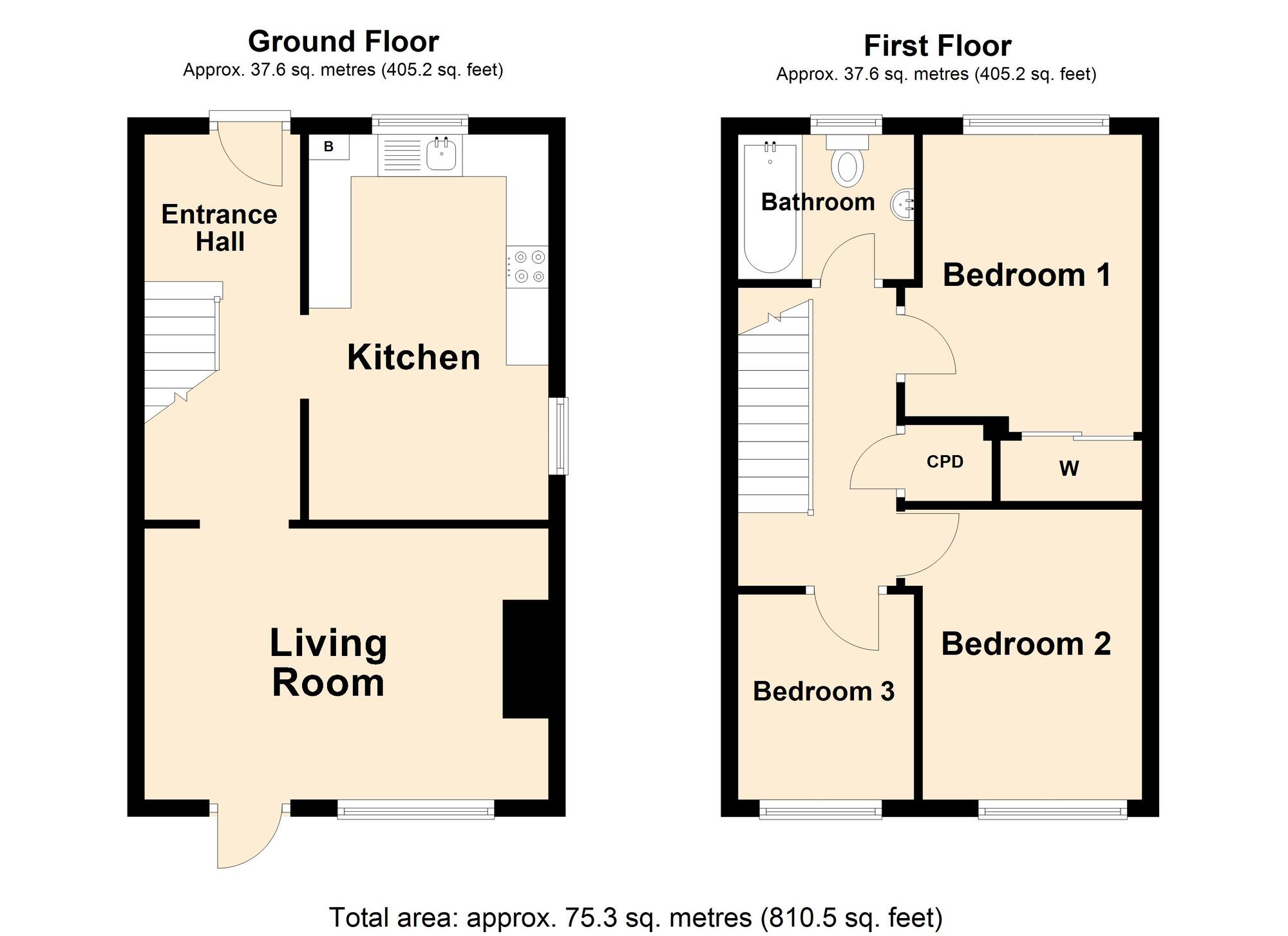 Floorplan of 3 bedroom Semi Detached House for sale, Gladstone Road, Folkestone, Kent, CT19