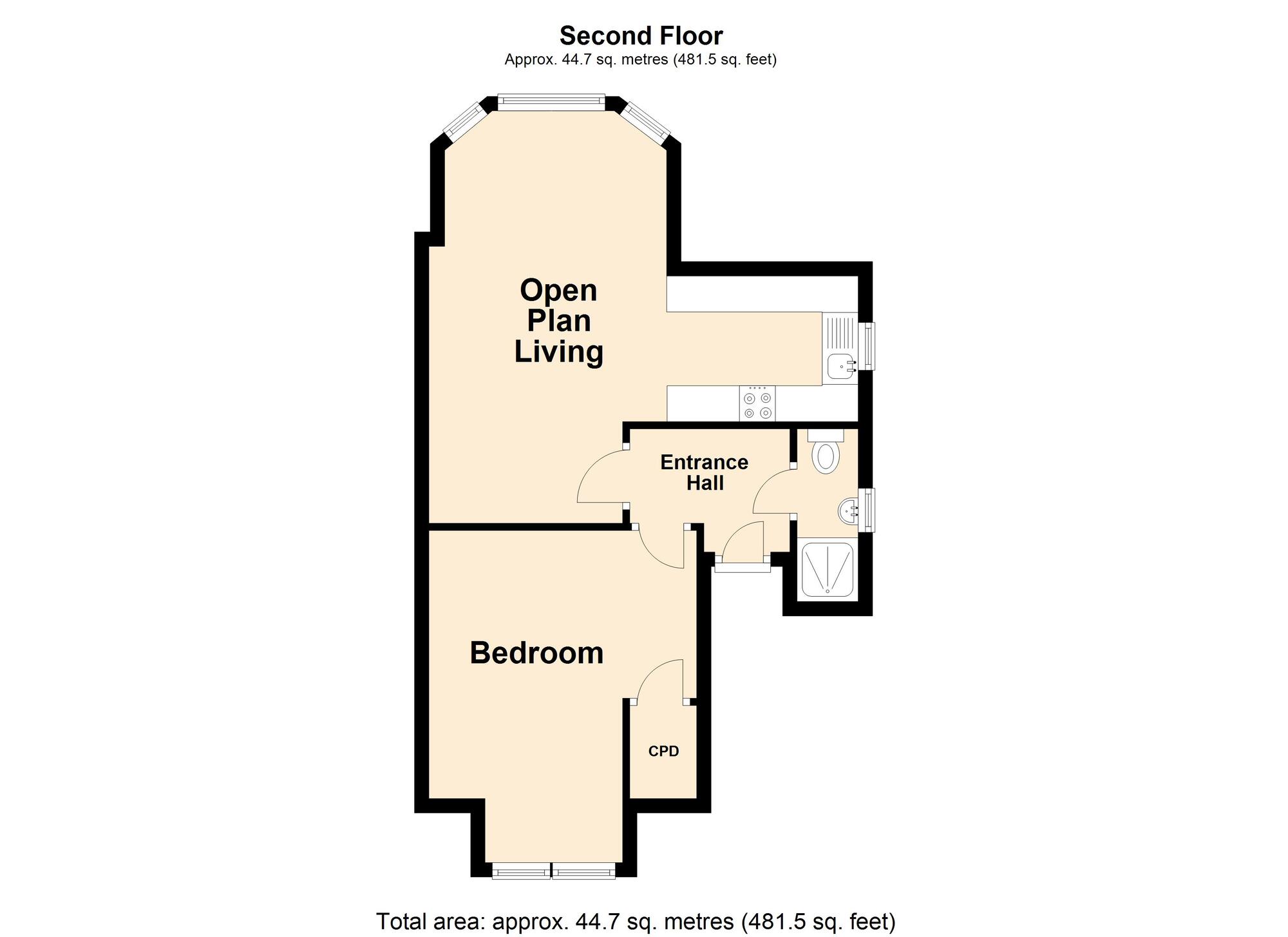 Floorplan of 1 bedroom  Flat for sale, Cheriton Road, Folkestone, Kent, CT19