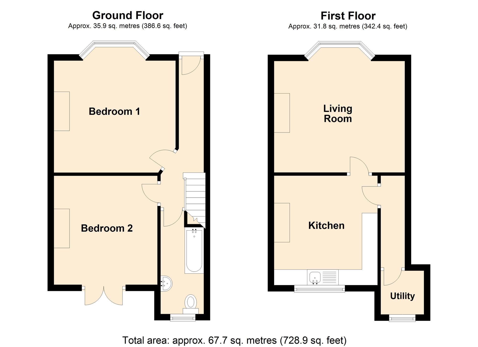 Floorplan of 2 bedroom  Flat for sale, Clarence Street, Folkestone, Kent, CT20