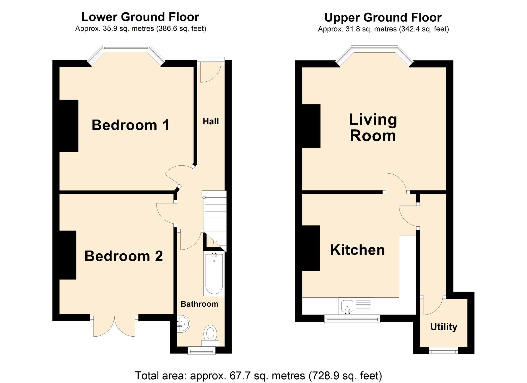 Floorplan of 2 bedroom  Flat for sale, Clarence Street, Folkestone, Kent, CT20