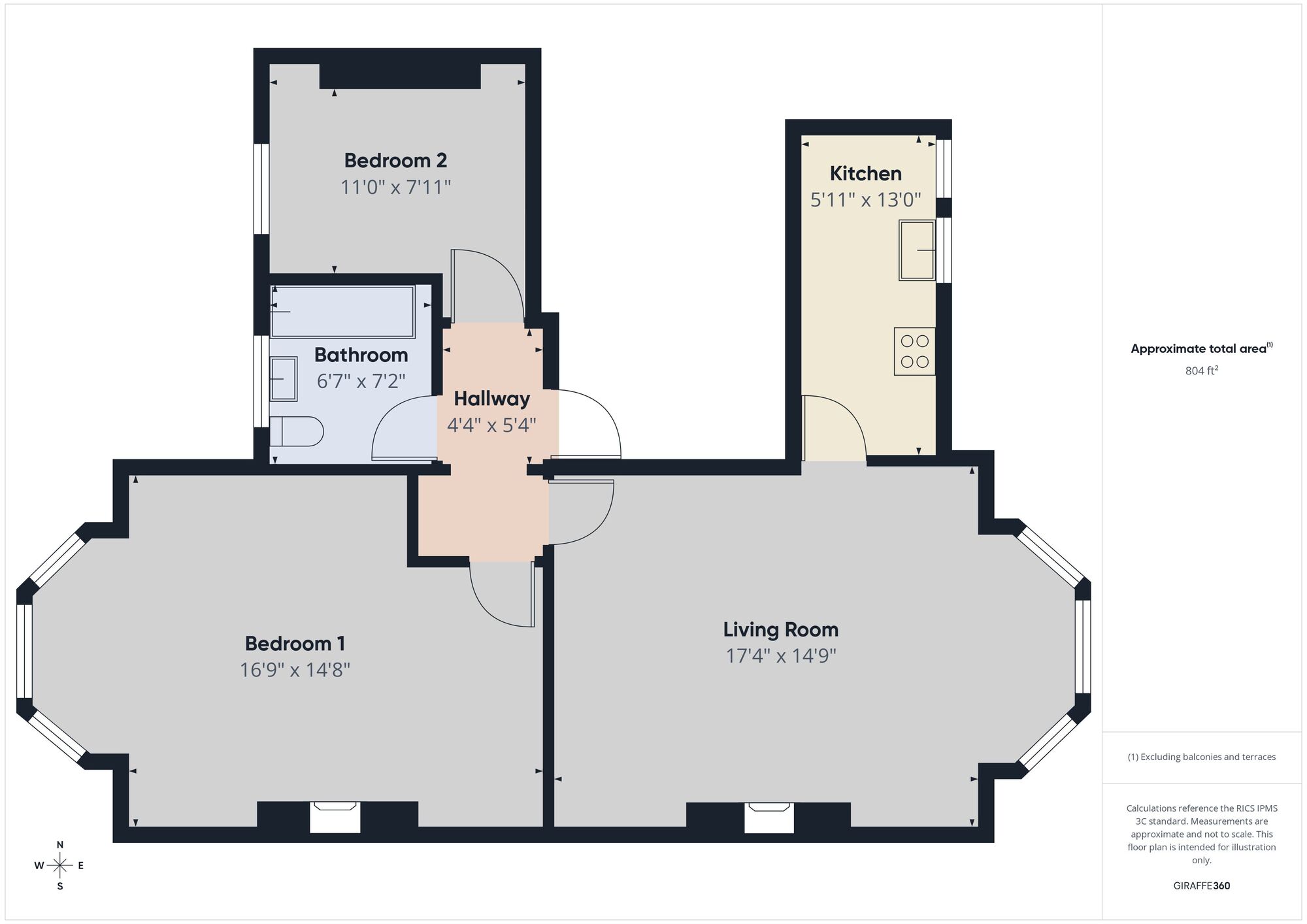 Floorplan of 2 bedroom Flat for sale, Augusta Gardens, Kent, CT20