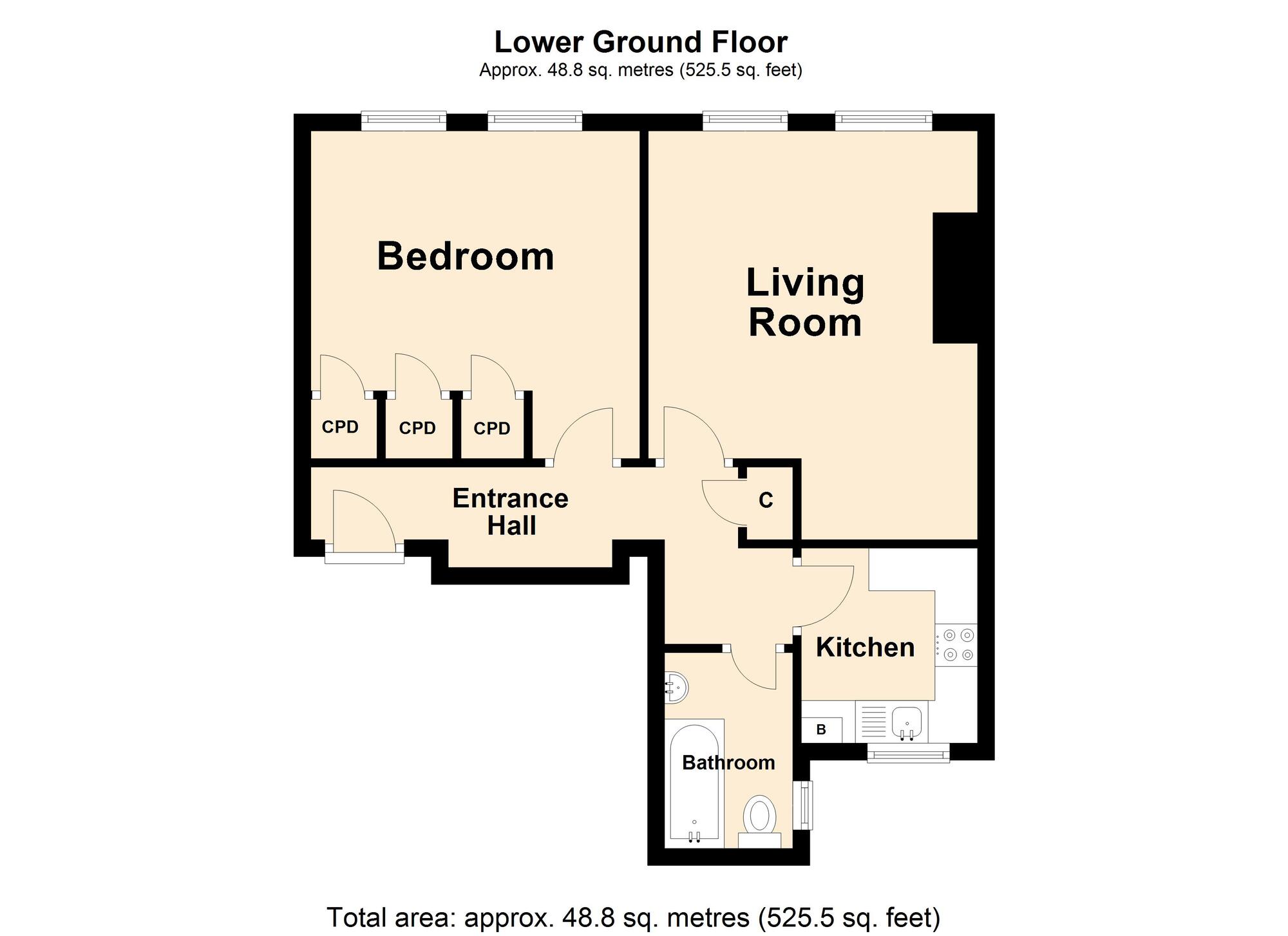Floorplan of 1 bedroom  Flat for sale, Bouverie Road West, Folkestone, Kent, CT20