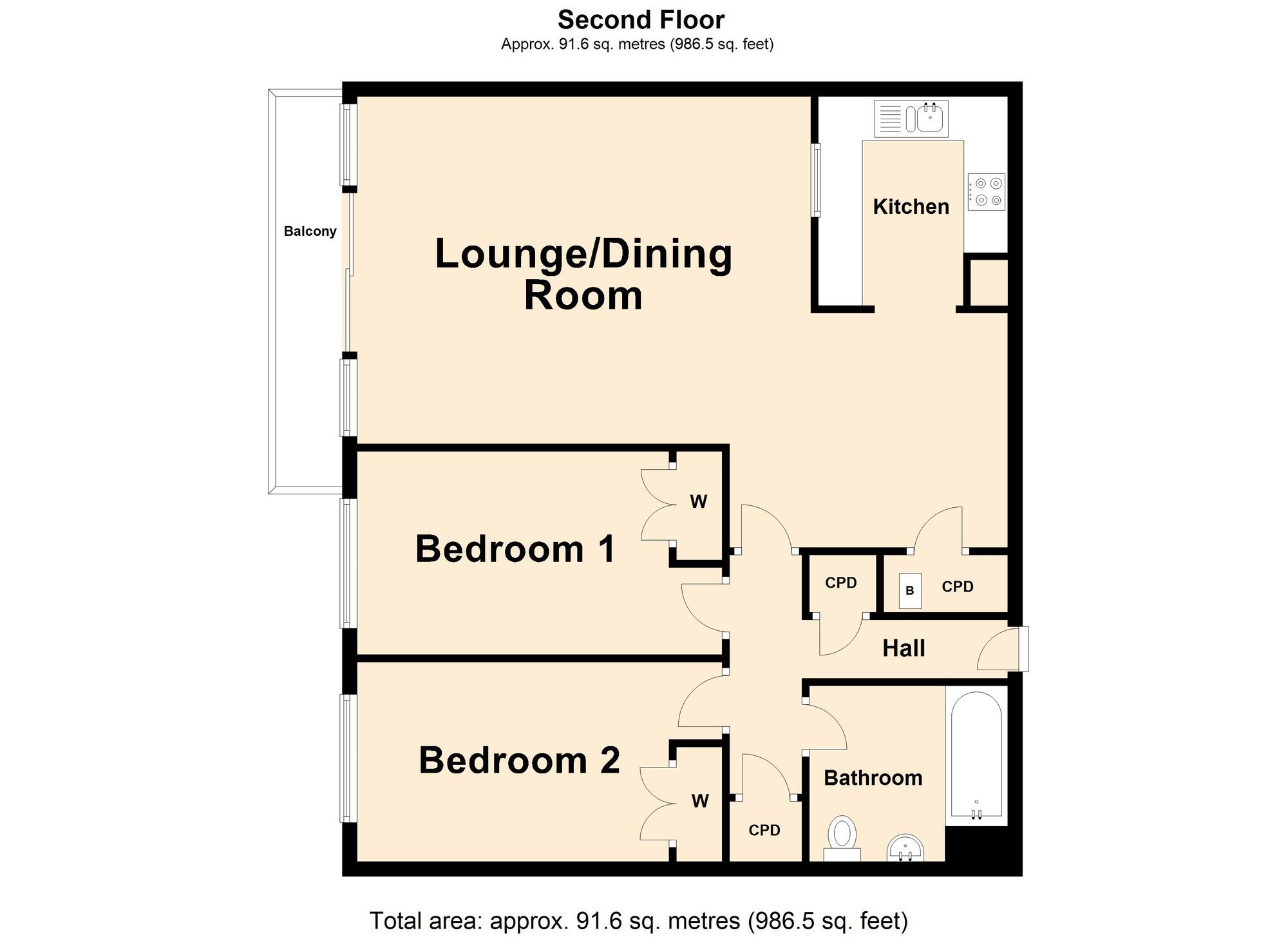 Floorplan of 2 bedroom  Flat for sale, West Cliff Gardens, Folkestone, Kent, CT20