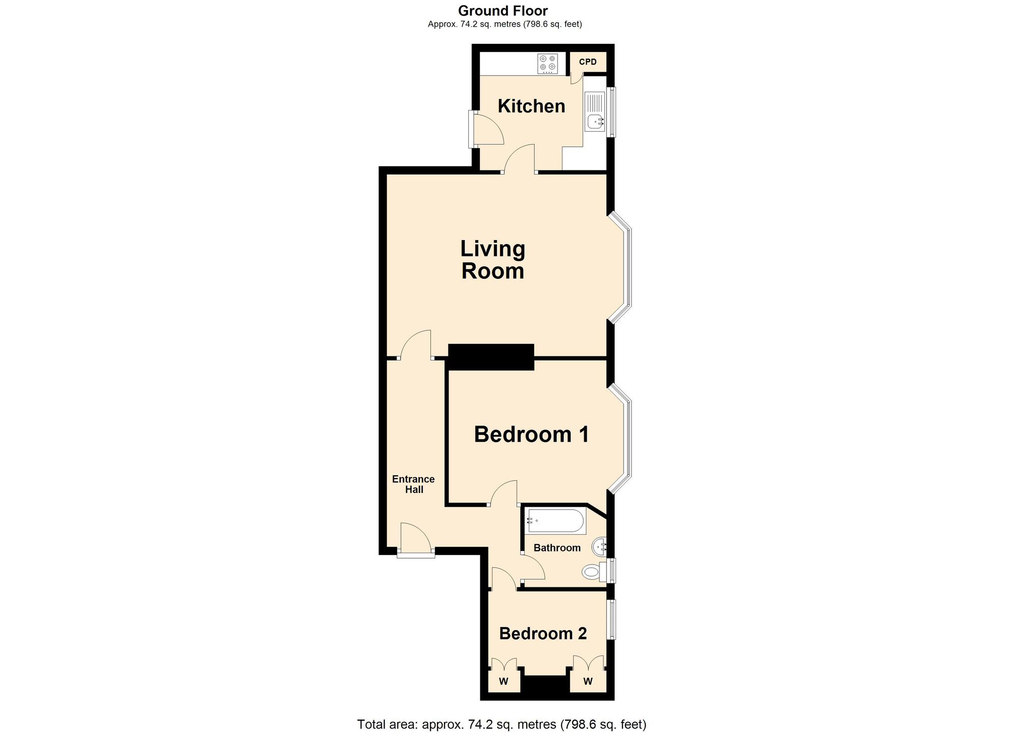 Floorplan of 2 bedroom  Flat for sale, Trinity Crescent, Folkestone, Kent, CT20