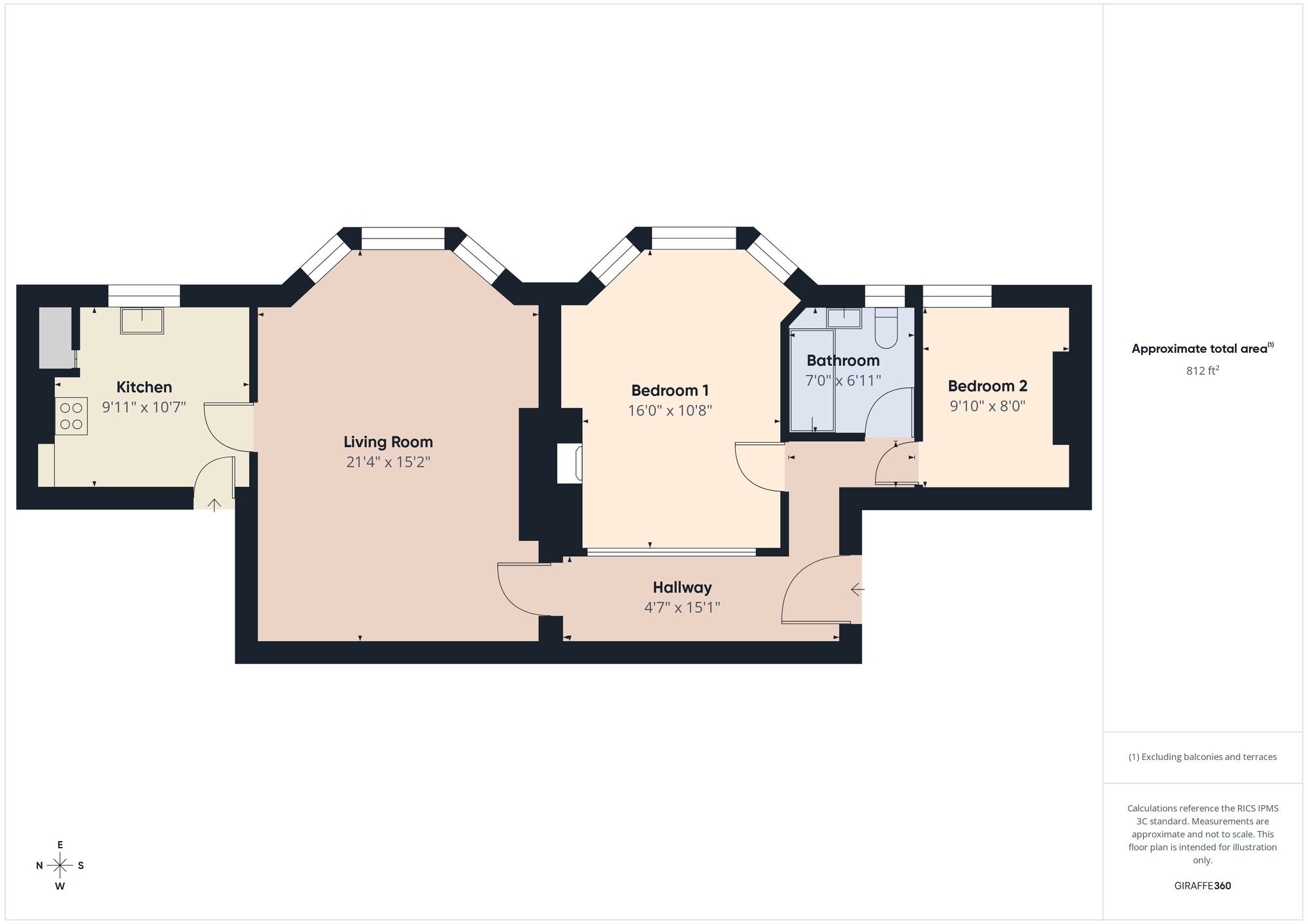 Floorplan of 2 bedroom Flat for sale, Trinity Crescent, Folkestone, Kent, CT20