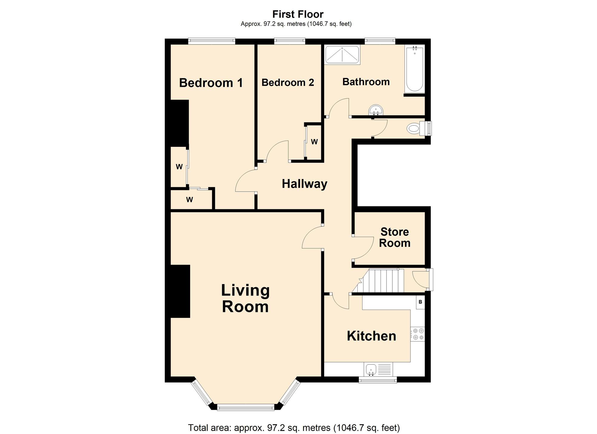 Floorplan of 2 bedroom  Flat for sale, Shorncliffe Road, Folkestone, Kent, CT20