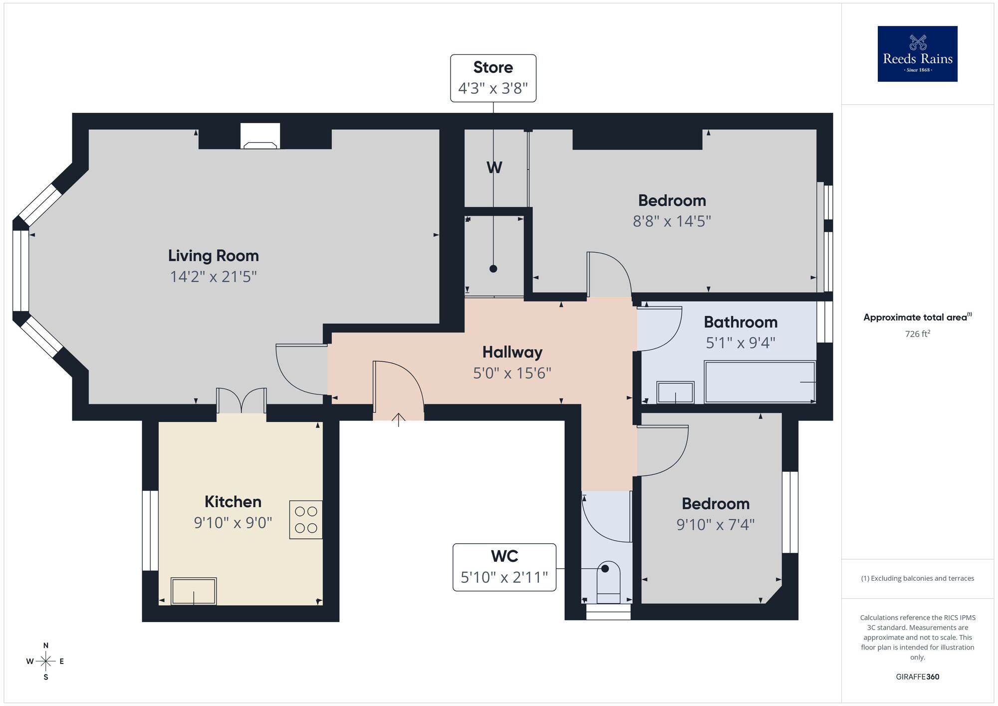 Floorplan of 2 bedroom Flat for sale, Castle Hill Avenue, Folkestone, Kent, CT20