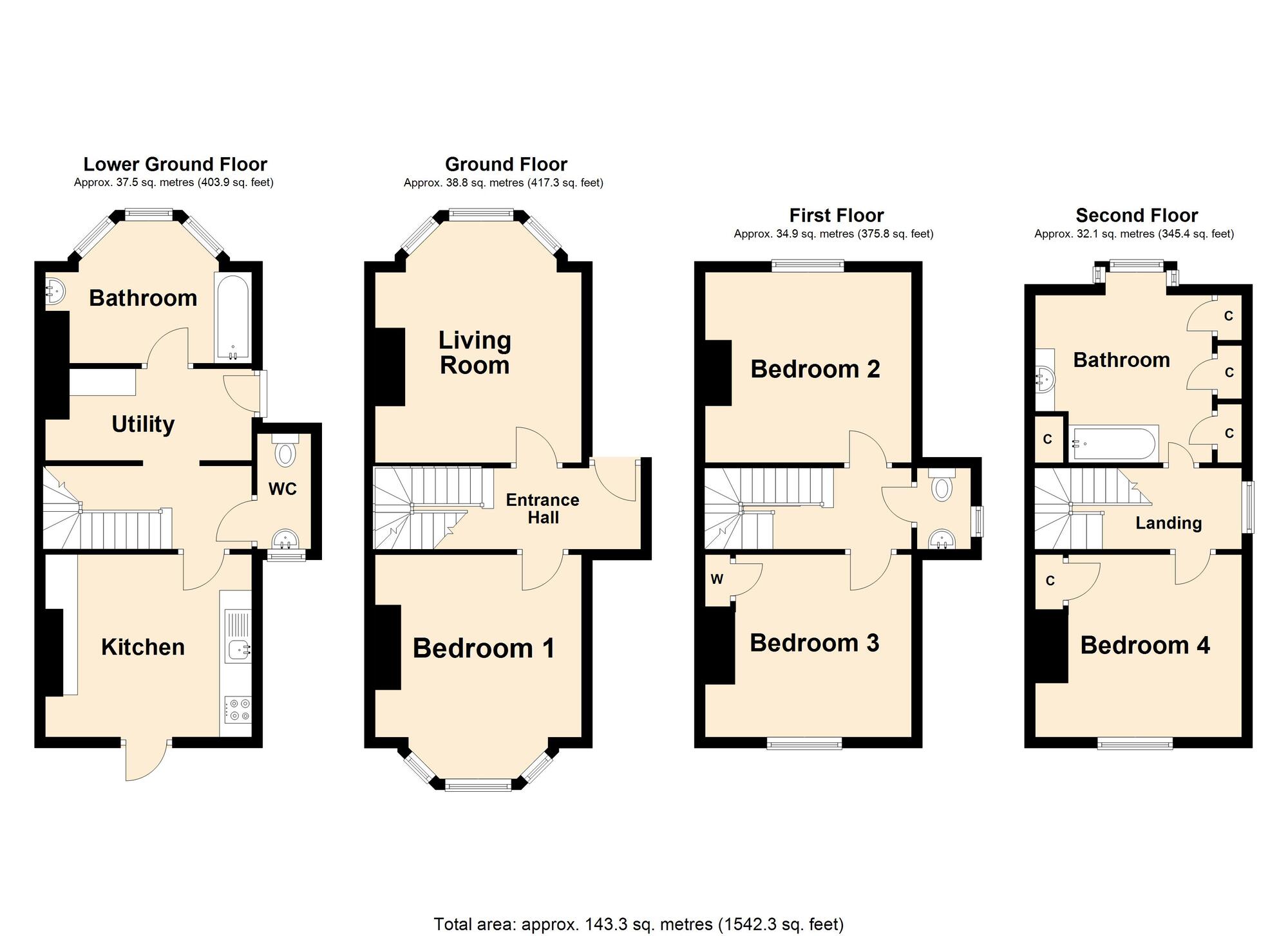 Floorplan of 4 bedroom Semi Detached House for sale, St. Michaels Street, Folkestone, Kent, CT20