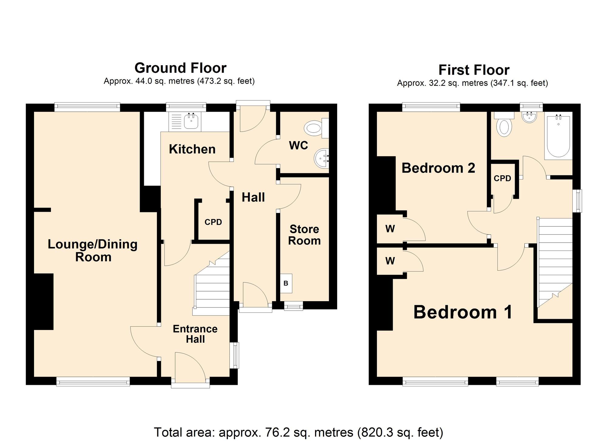 Floorplan of 2 bedroom End Terrace House for sale, Rossendale Road, Folkestone, Kent, CT20