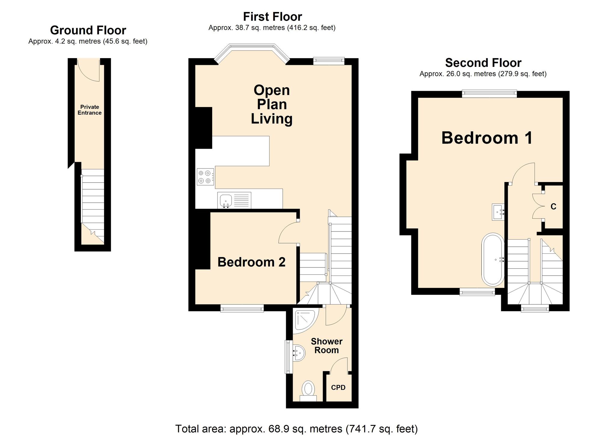 Floorplan of 2 bedroom Flat for sale, Foord Road, Folkestone, Kent, CT20