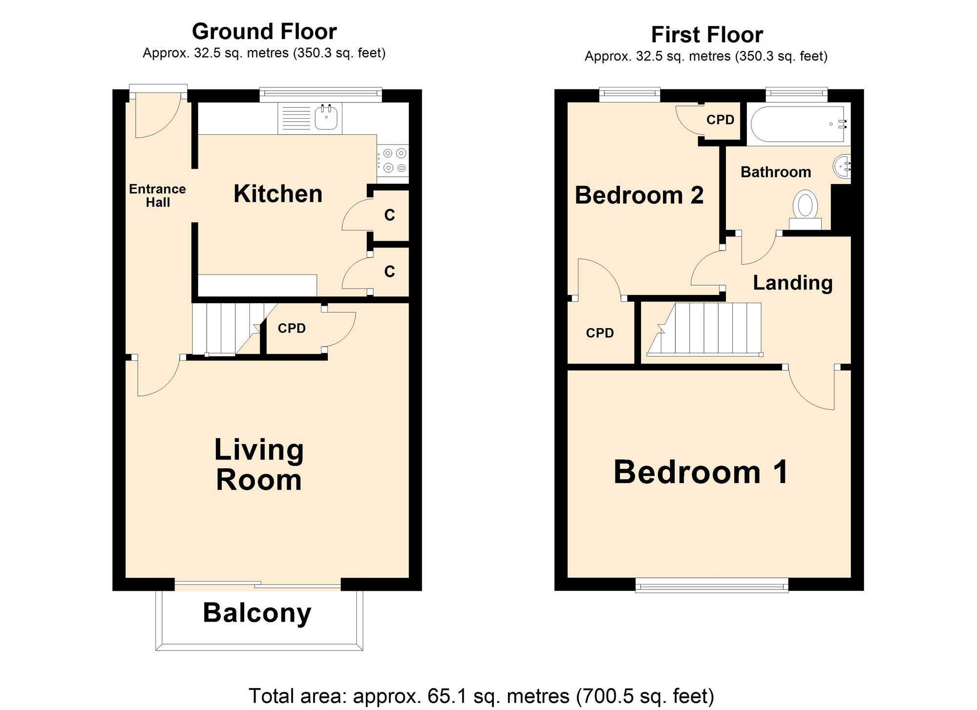 Floorplan of 2 bedroom  Flat for sale, Enbrook Road, Sandgate, Kent, CT20