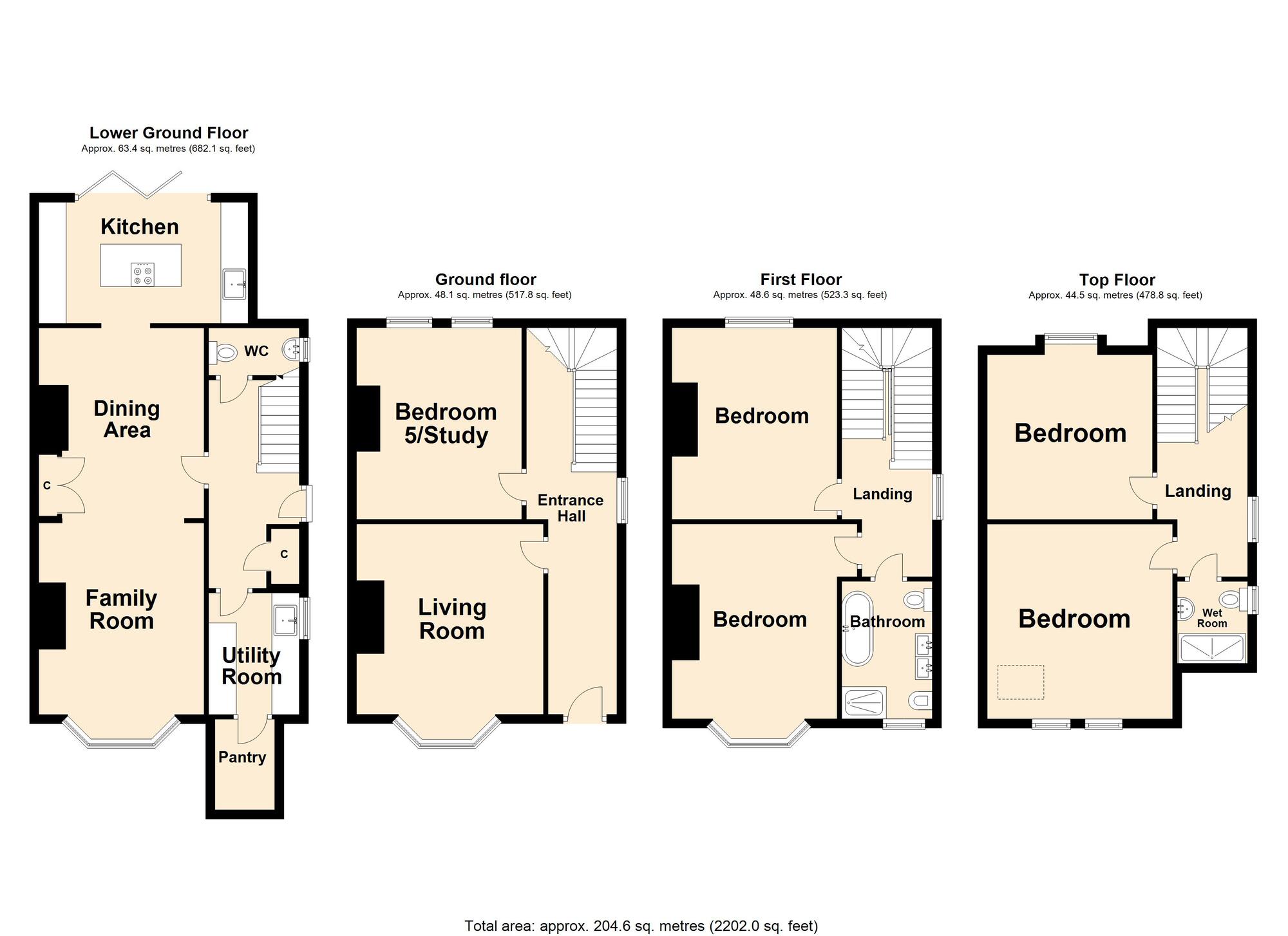 Floorplan of 5 bedroom Semi Detached House for sale, Radnor Bridge Road, Folkestone, Kent, CT19