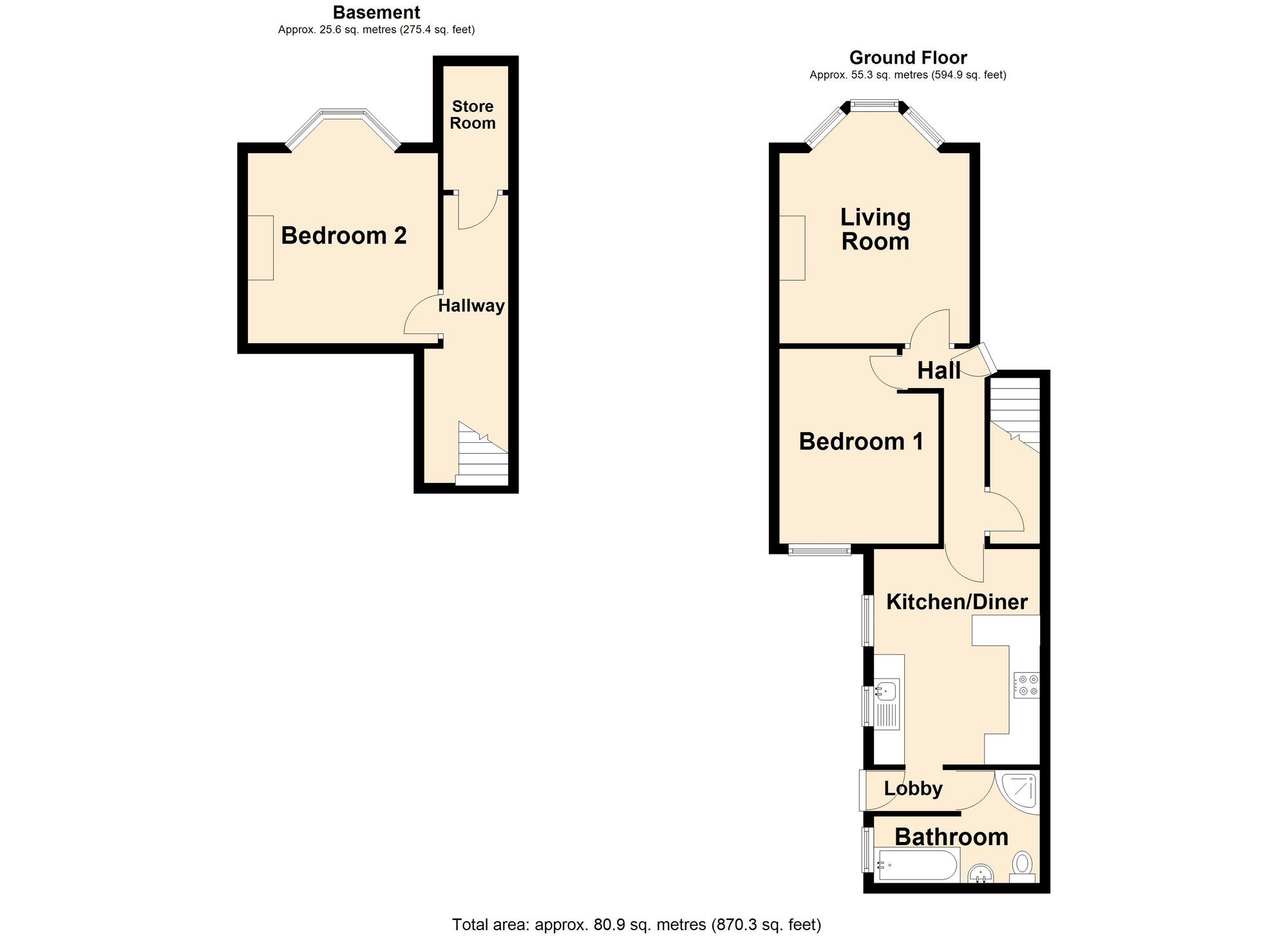 Floorplan of 2 bedroom  Flat for sale, Radnor Park Crescent, Folkestone, Kent, CT19