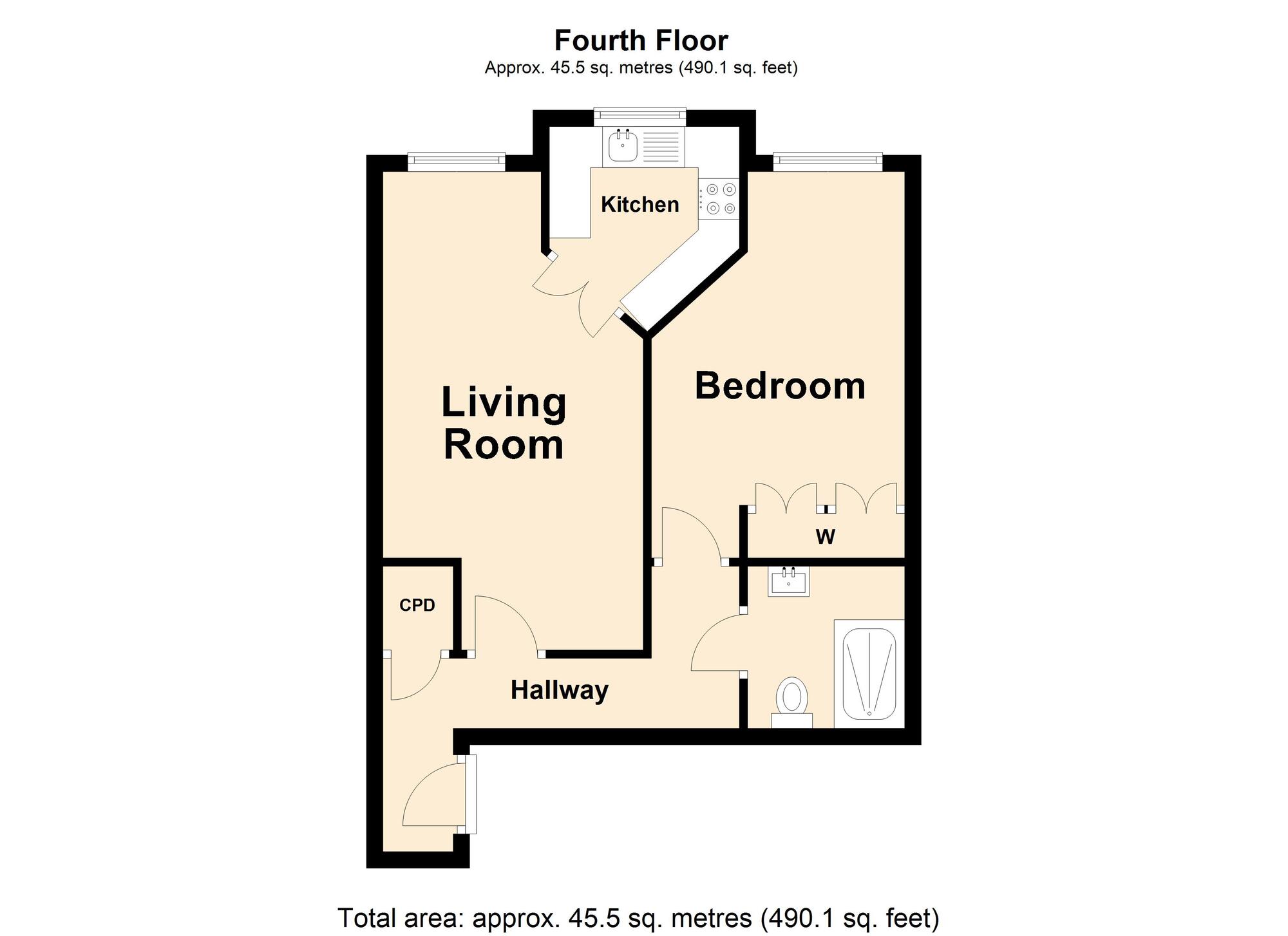 Floorplan of 1 bedroom  Flat for sale, Pleydell Gardens, Folkestone, Kent, CT20