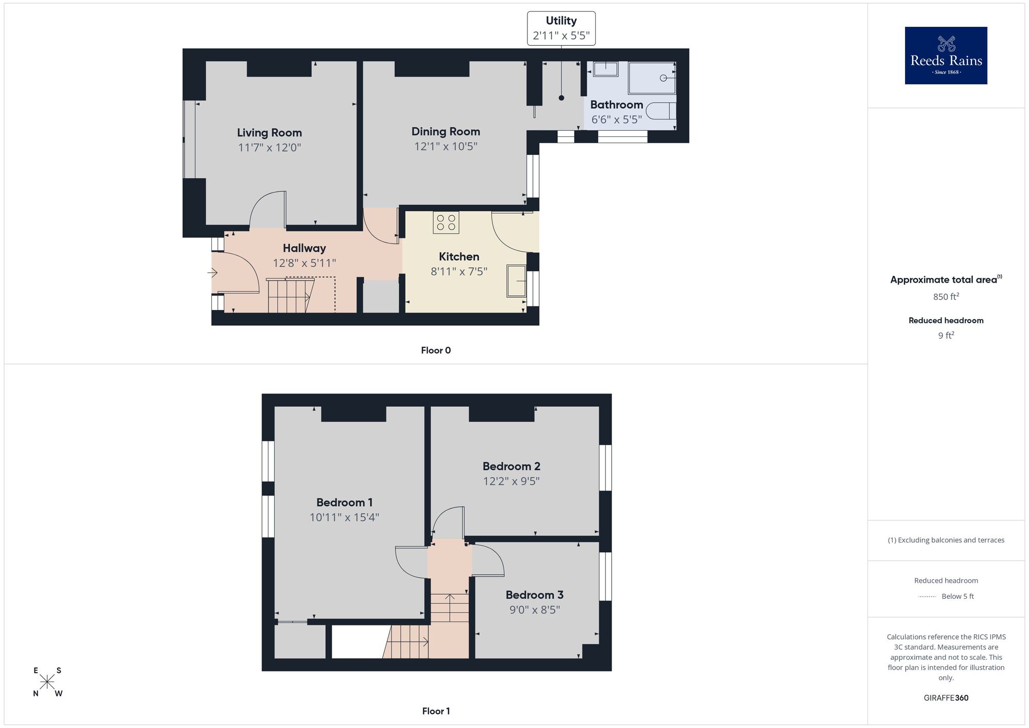 Floorplan of 3 bedroom Mid Terrace House for sale, Westfield Lane, Etchinghill, Kent, CT18