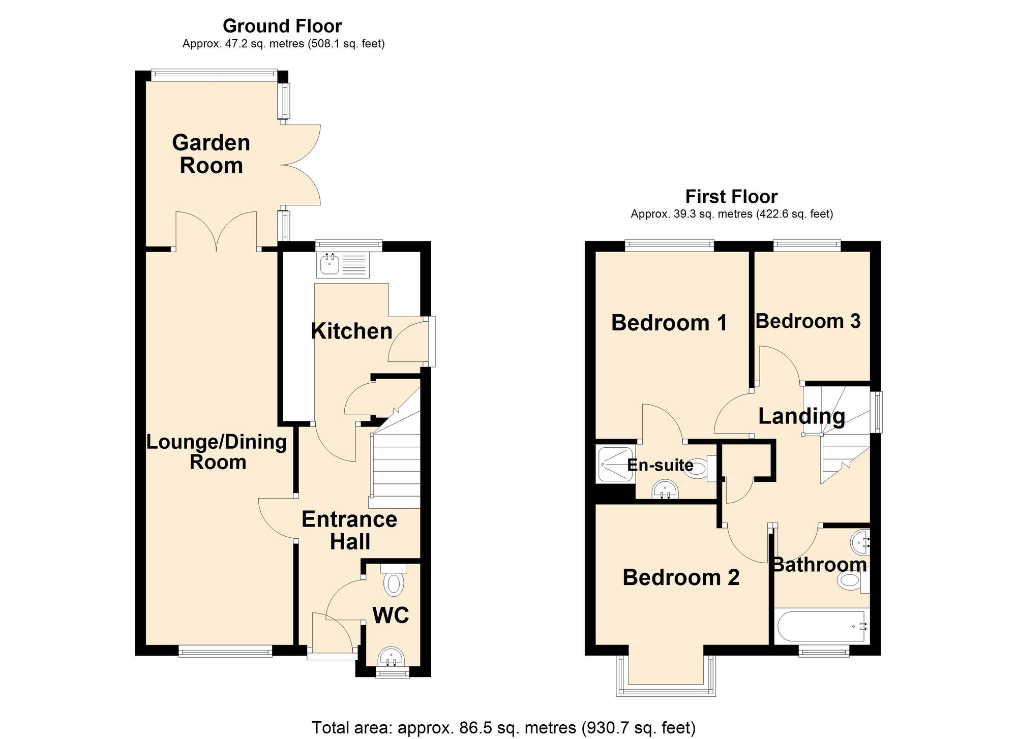 Floorplan of 3 bedroom Detached House for sale, Mitchell Avenue, Hawkinge, Kent, CT18