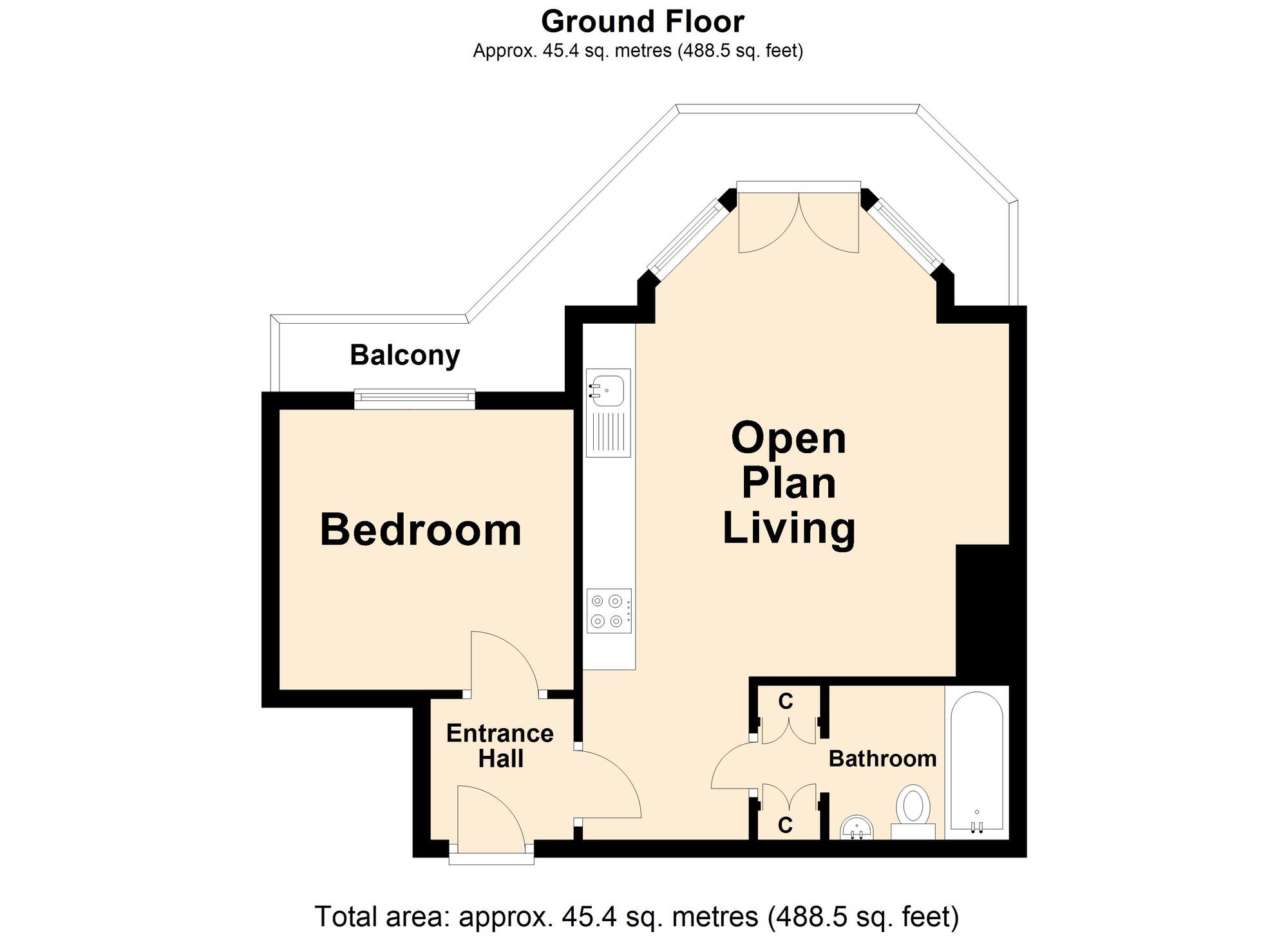 Floorplan of 1 bedroom  Flat for sale, Augusta Gardens, Folkestone, Kent, CT20