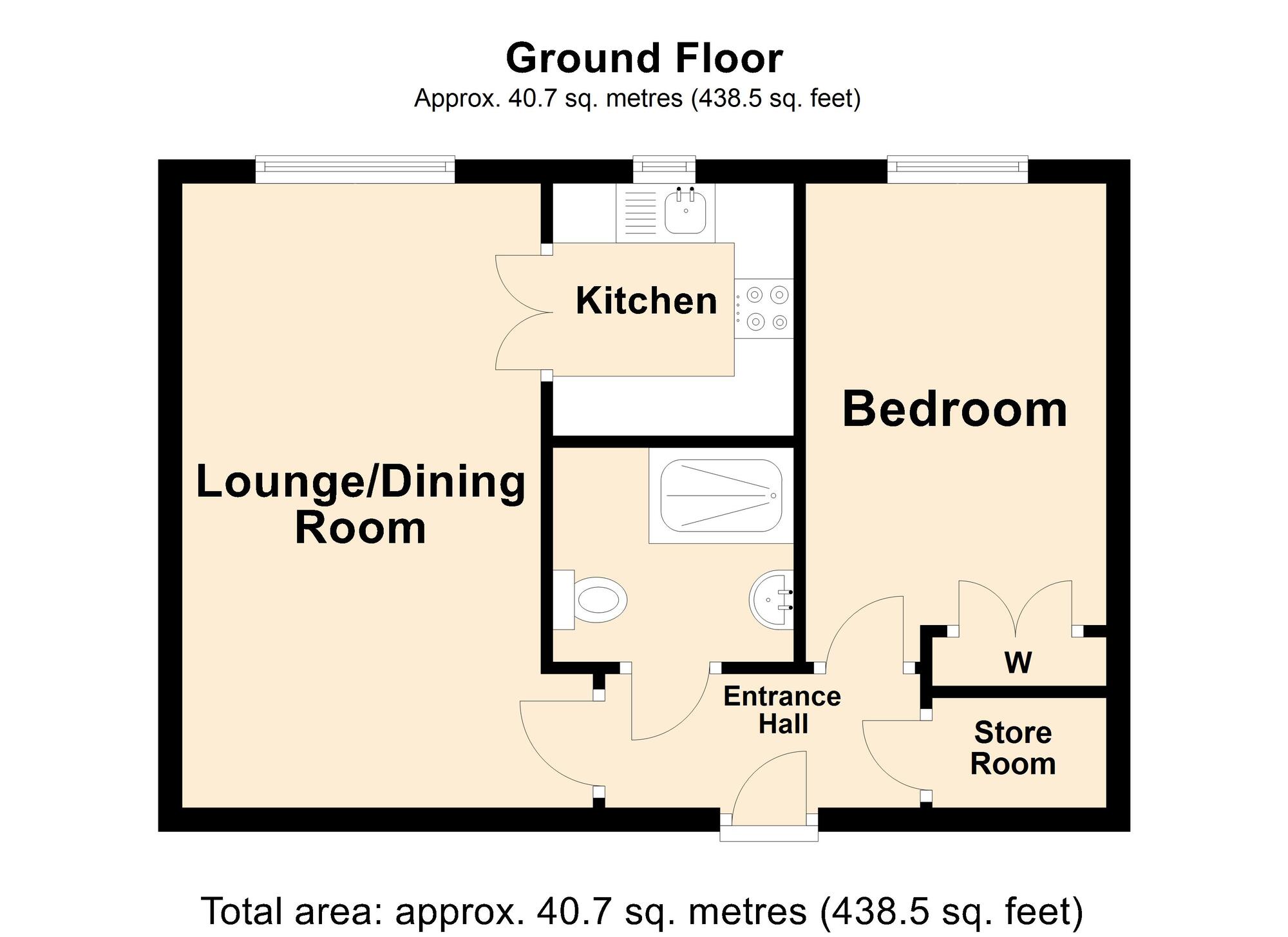Floorplan of 1 bedroom  Flat for sale, The Bayle, Folkestone, Kent, CT20