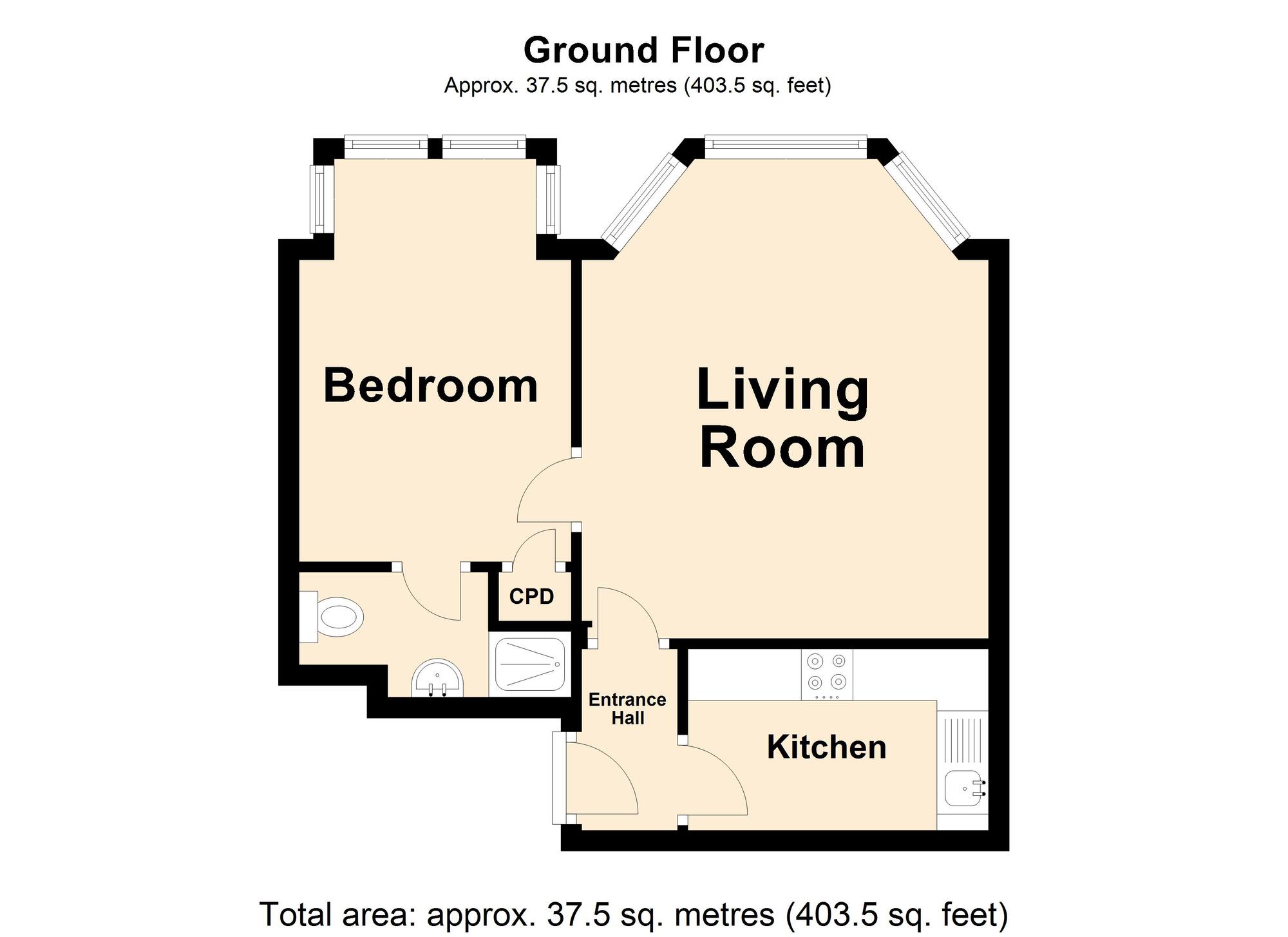 Floorplan of 1 bedroom  Flat for sale, Westbourne Gardens, Folkestone, Kent, CT20