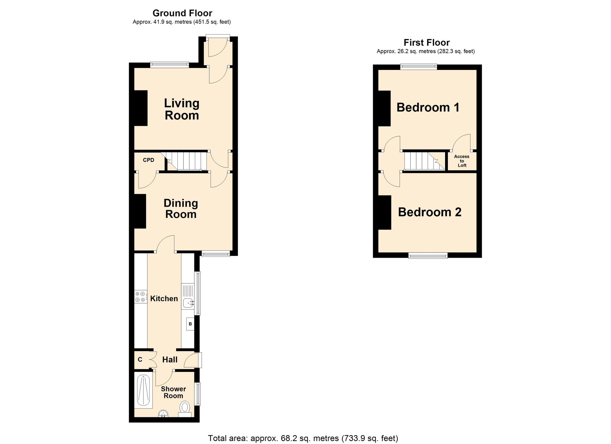 Floorplan of 2 bedroom Mid Terrace House for sale, Stanley Road, Folkestone, Kent, CT19
