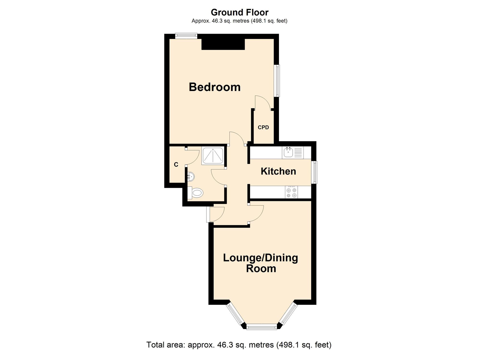 Floorplan of 1 bedroom  Flat for sale, Marine Terrace, Folkestone, Kent, CT20