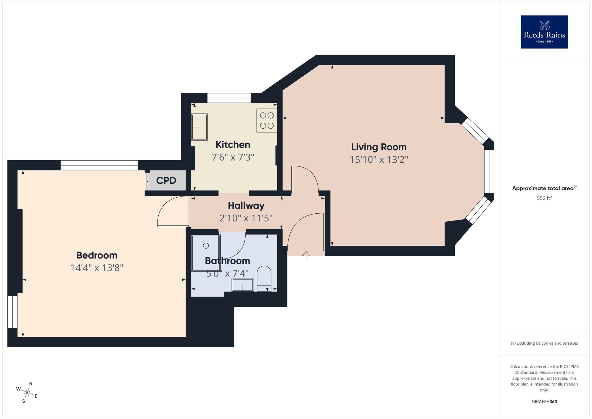 Floorplan of 1 bedroom Flat for sale, Marine Terrace, Folkestone, Kent, CT20