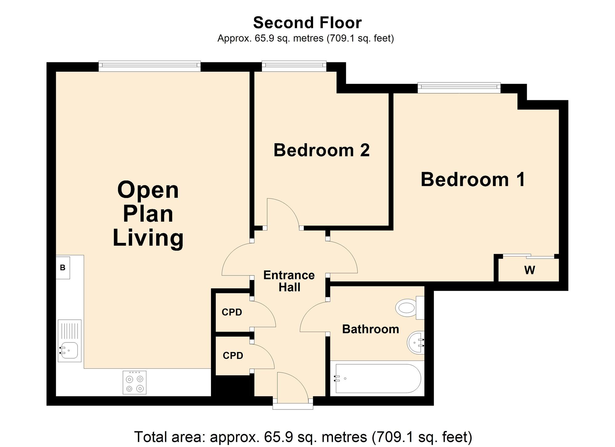 Floorplan of 2 bedroom  Flat for sale, Defiant Close, Hawkinge, Kent, CT18