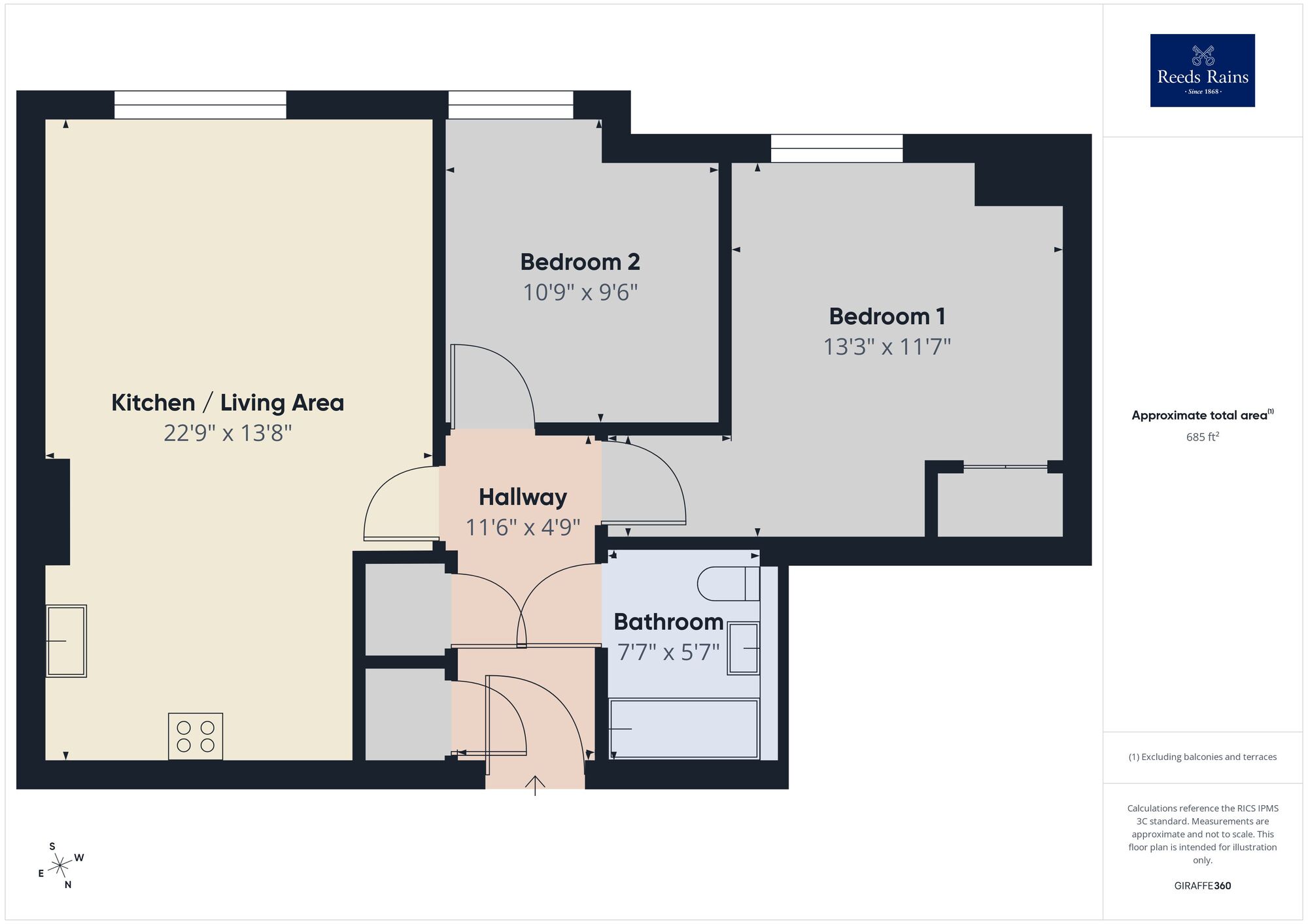 Floorplan of 2 bedroom Flat for sale, Defiant Close, Hawkinge, Kent, CT18