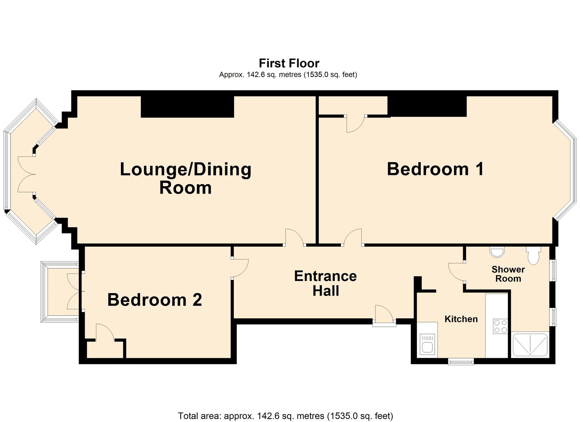 Floorplan of 2 bedroom Flat for sale, Augusta Gardens, Folkestone, Kent, CT20