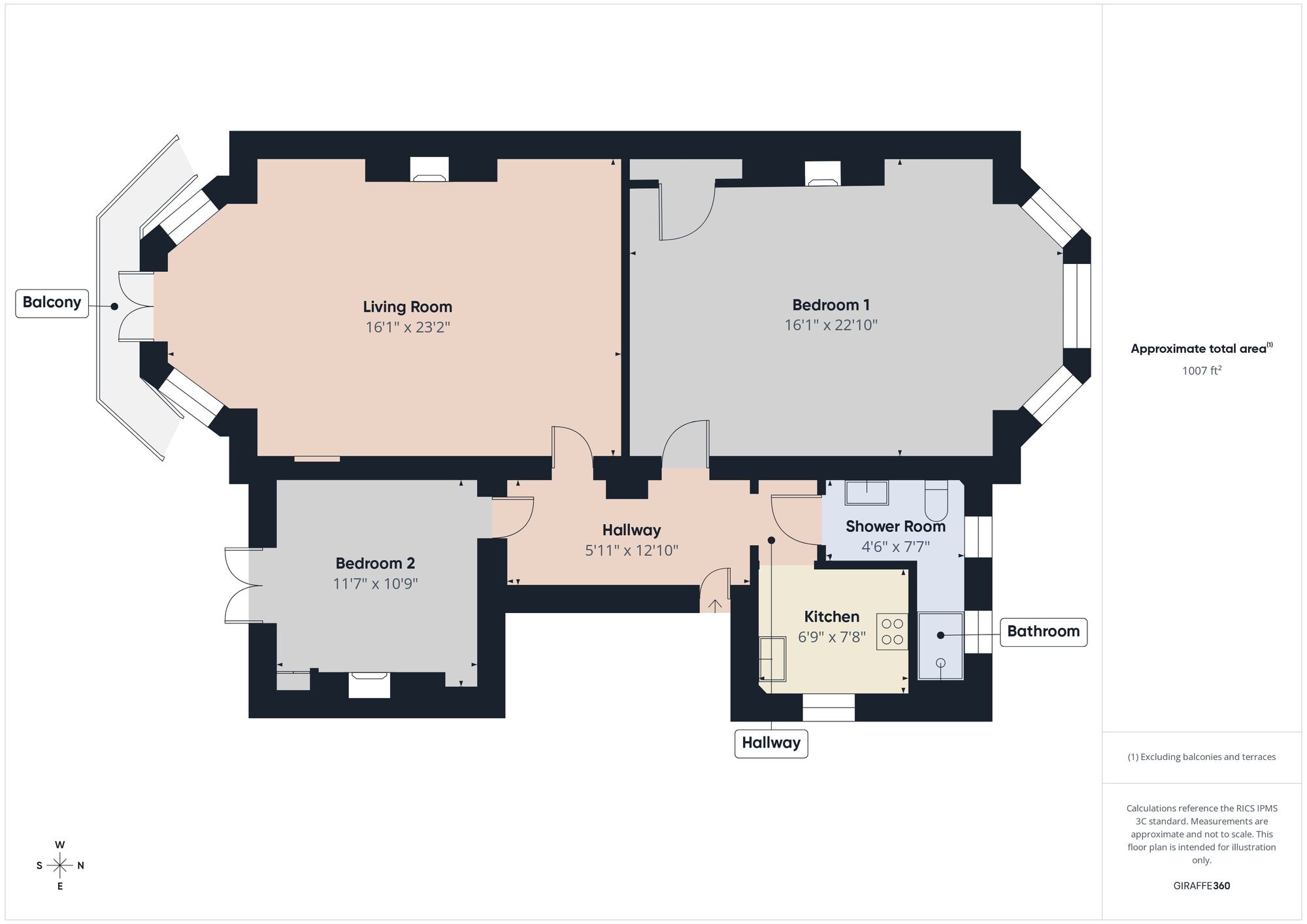 Floorplan of 2 bedroom Flat for sale, Augusta Gardens, Folkestone, Kent, CT20